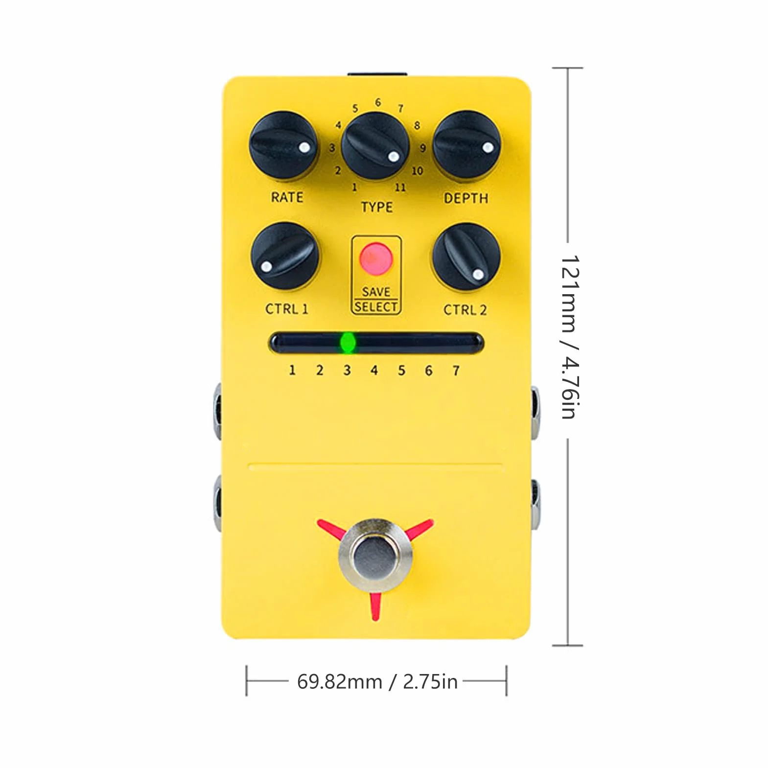 Pedal de Efectos de Guitarra, 11 Efectos de Modulación Pedal Estéreo True Bypass Phase para Guitarra Eléctrica FS05