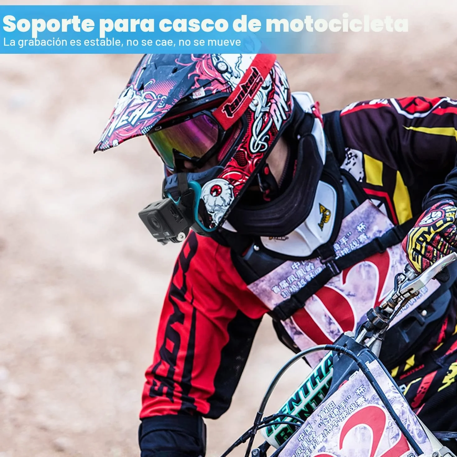 Soporte para Casco de Motocicleta, Soporte de Correa para Casco de Motocicleta, Ajustable, Soporte Camara Casco Moto Compatible con GoPro y la Mayoría de Cámaras de Acción