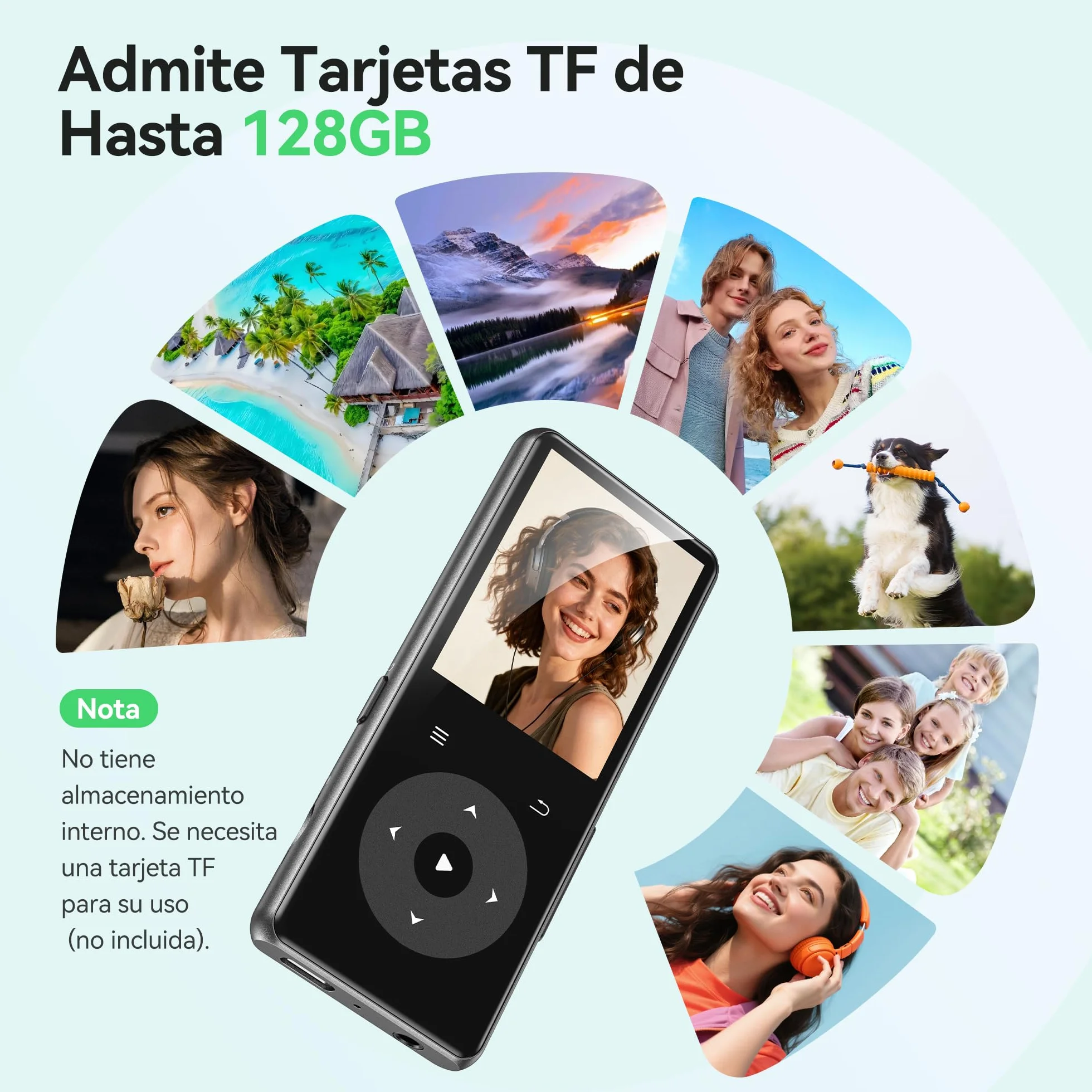 AGPTEK Reproductor MP3 Bluetooth 5.4, 1.8", Metal Portátil, Altavoz Integrado, Radio FM, Botones Táctiles, 128GB