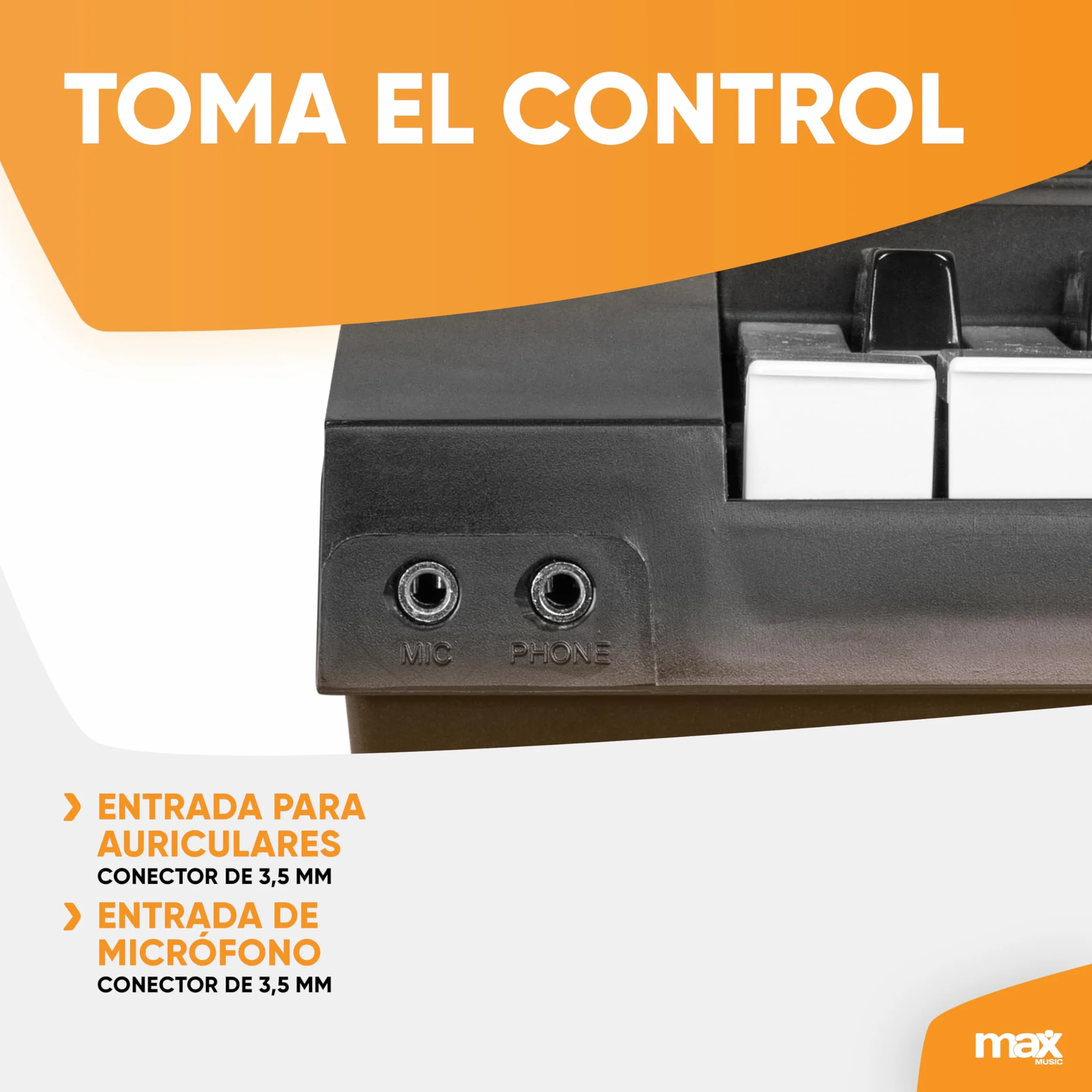 MAX KB15 - Teclado piano con 61 teclas, con micrófono, soporte para teclado y auriculares, autonomía de 8 h, pantalla LCD, 70 canciones, ideal para principiantes, 26 sonidos, 8 percusiones, USB-C