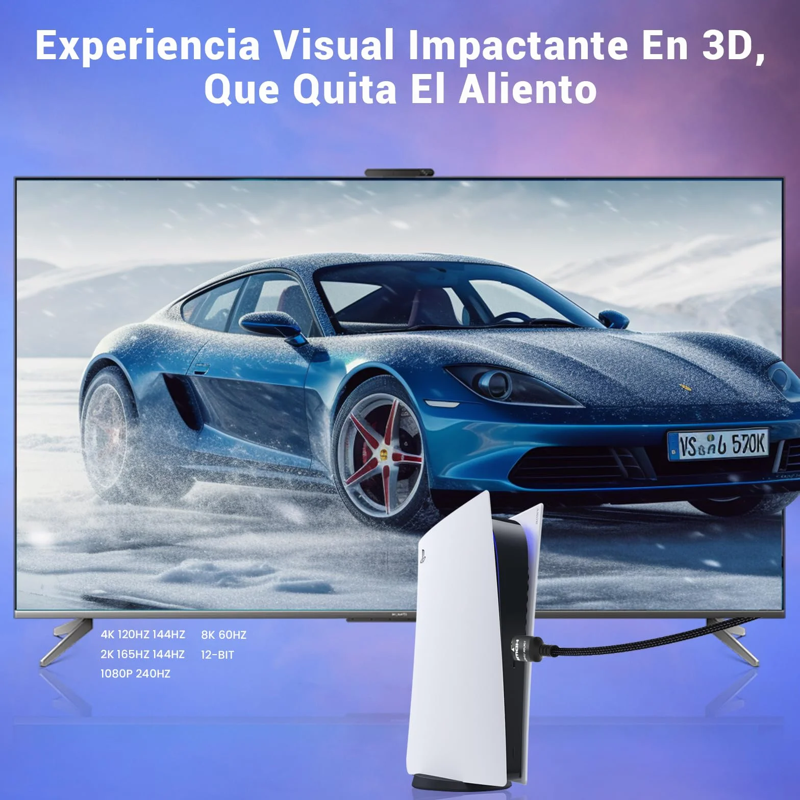 Cable HDMI 2.1 2 Metros 48Gbps Ultra Alta Velocidad 4K 240Hz 8K 60Hz 10K Aluminio HDCP 2.3 eARC HDR10+