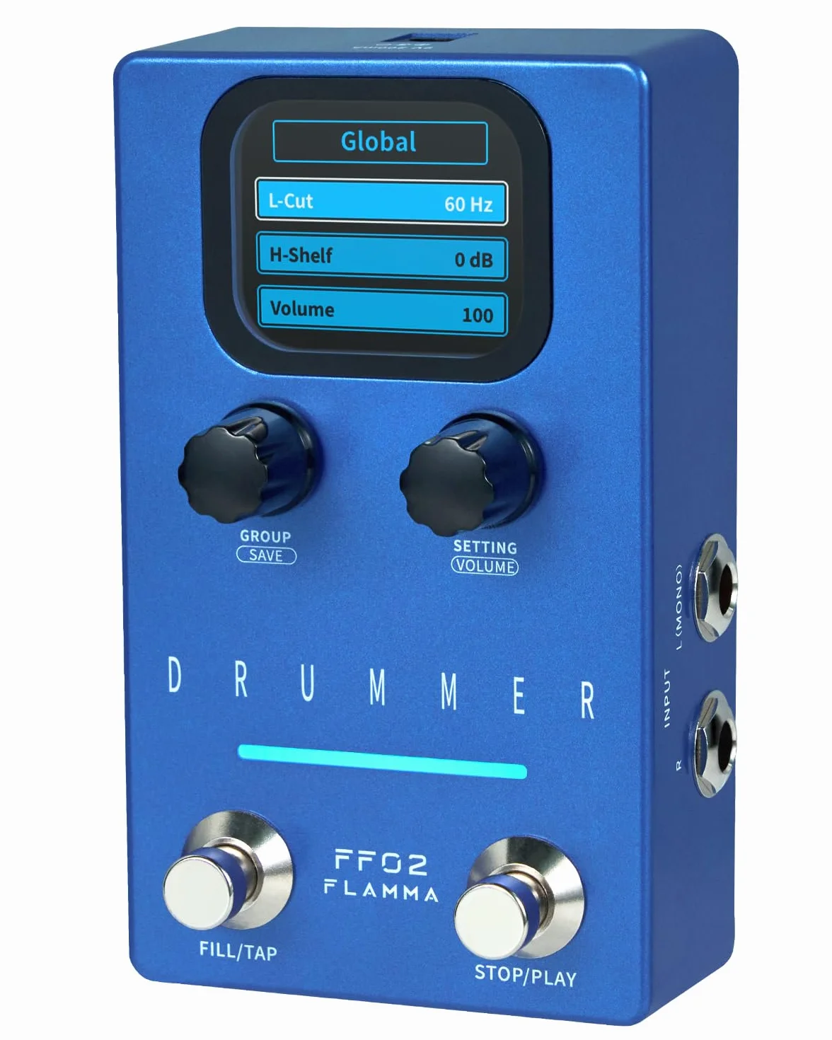 FLAMMA FF02 - Pedal de guitarra para máquina de tambor, 121 ranuras de tambor, 11 géneros musicales, ritmo personalizable, E/S estéreo para uso en vivo y estudio