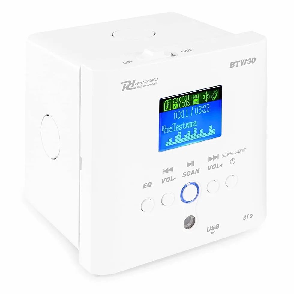 Power Dynamics BTW30SET Sistema de Audio de Pared 2 Altavoces Techo 5" 15W Blanco FM USB Amplificador Clase D