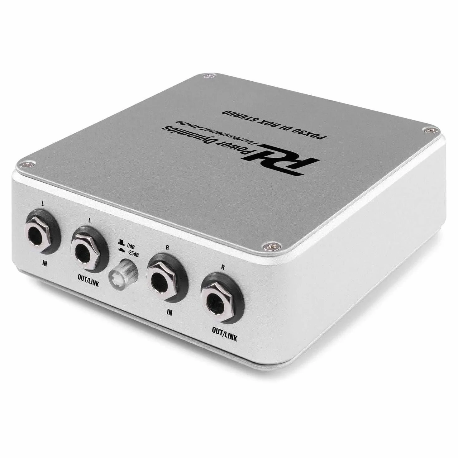 Power Dynamics PDX30 Caja DI Estéreo - Caja DI Profesional, Salida XLR balanceada, Entrada/Salida de Jack estéreo de 6,3 mm, alimentación conmutable: Pila de 9 V/alimentación Phantom de 48 V