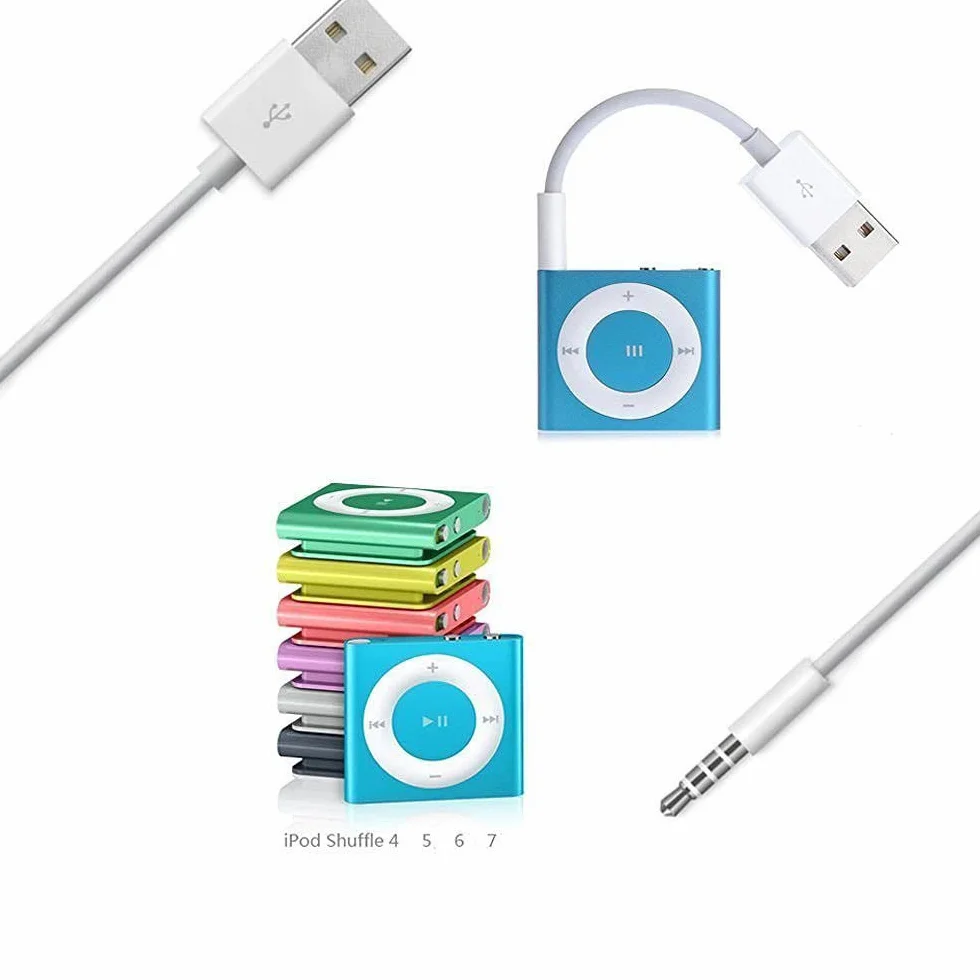 Cable de carga para iPod Shuffle Cable USB de sincronización de datos 3,5 mm macho AUX macho a USB Cable adaptador para iPod Shuffle 3nd 4 5th 6th