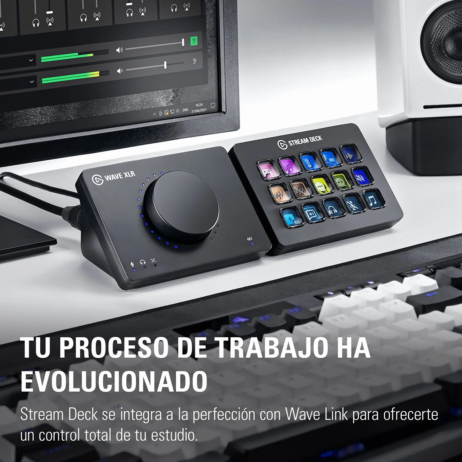 Elgato Wave XLR – interfaz para micrófono, XLR/USB-C, antisaturación, previo de 75 dB, alimentación phantom, monitorización directa, botón táctil de muteo, aplicación de mezcla digital Wave Link