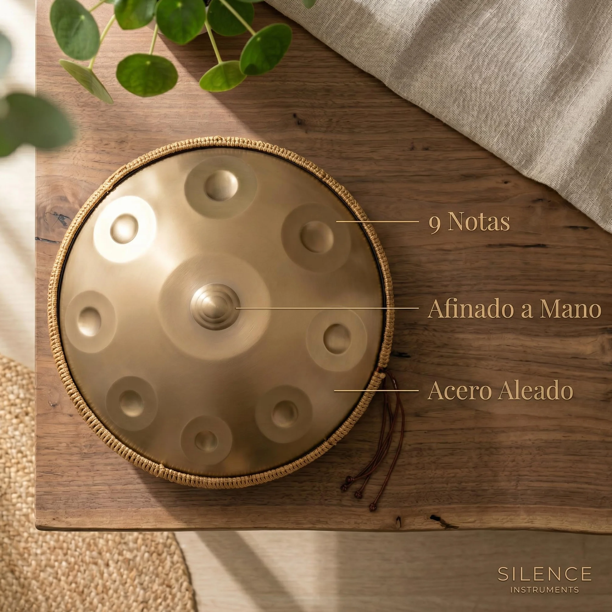 Handpan 22 pulgadas 9 Notas D-Kurd 440 Hz oro tambor set para meditación yoga sanación sonido acero aleación incluye funda, soporte, baqueta, paño de limpieza, pegatinas para partituras