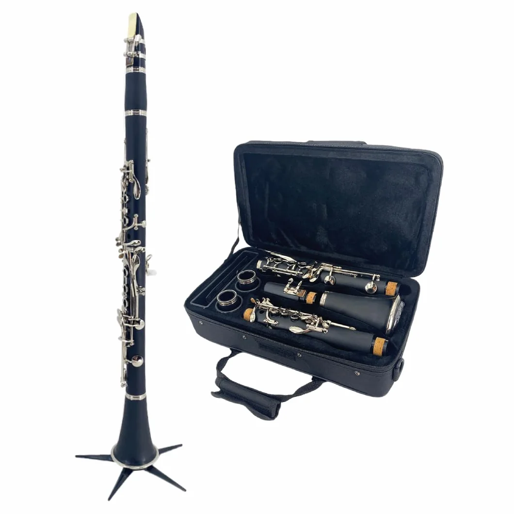 Clave para clarinete para principiantes, para estudiantes y adultos, de madera de ebonita, chapado en níquel, con 2 barriles, cañas y accesorios (llave BB-clarinete)