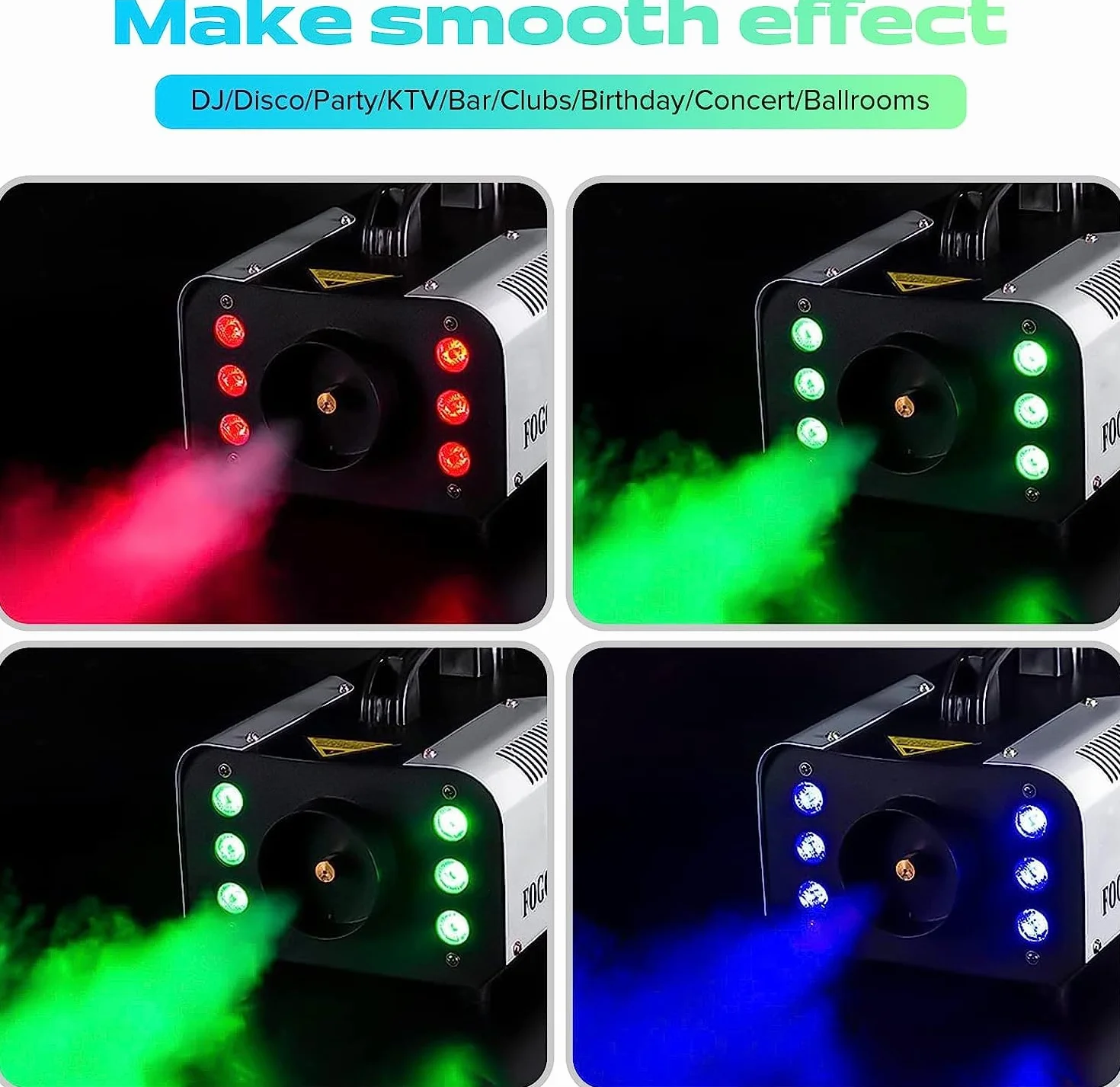 Máquina de Humo, HOLDLAMP 1200W 6 LEDs RGB Máquina de Niebla con Mando a Distancia Inalámbrico Adecuado para Fiestas, Halloween, Bodas, Escenarios, Navidad