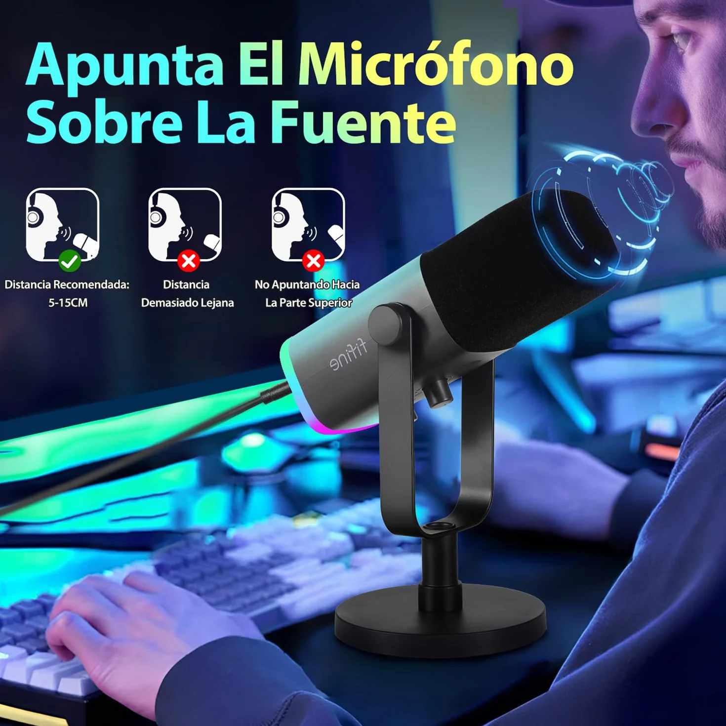FIFINE XLR USB Microfono Gaming per PC PS4 PS5, Streaming Micrófono de Dinámico per Podcast Studio para Estudio Grabación