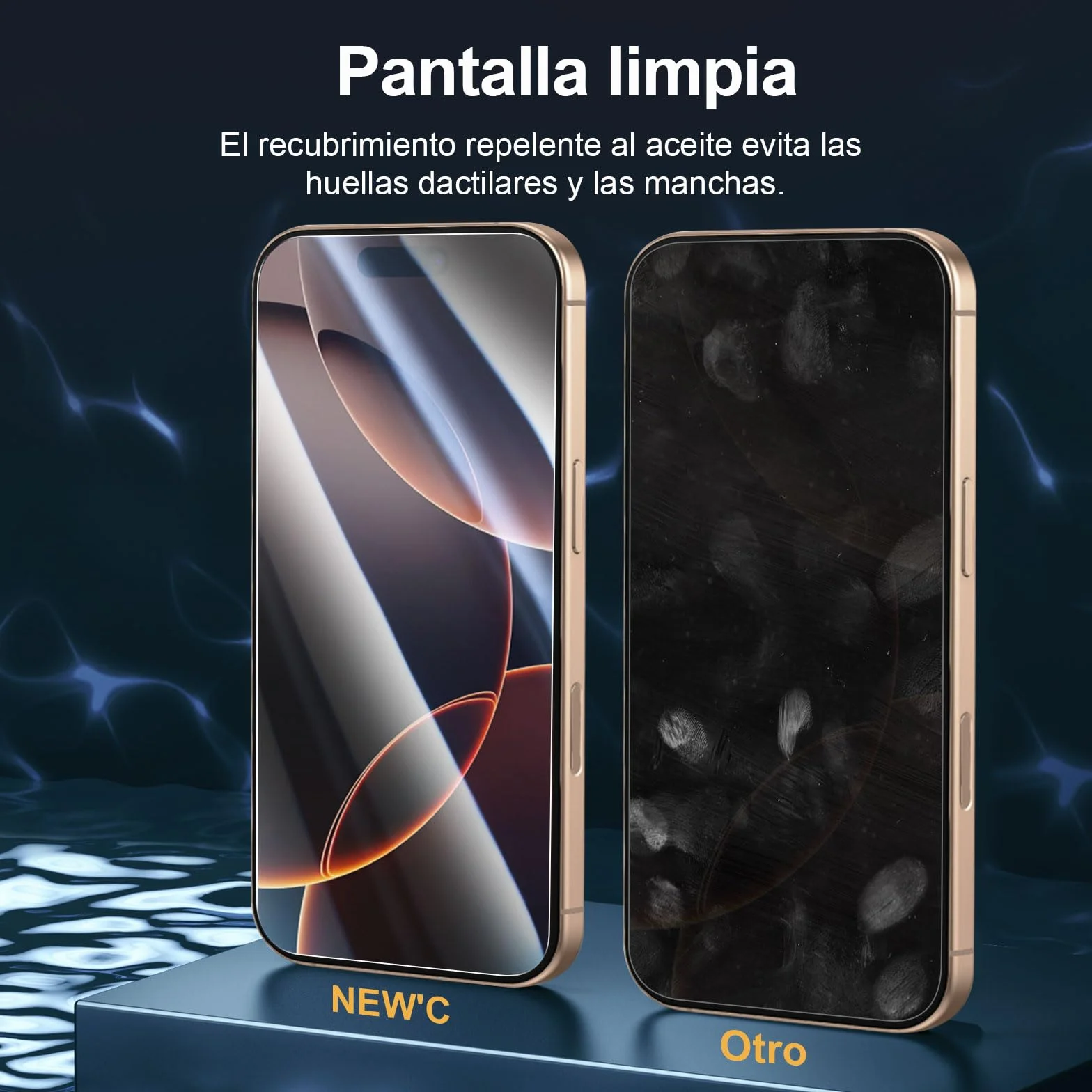 NEW'C 3 Piezas, Protector Pantalla para iPhone 17, 17 Pro, iPhone 16 Pro (6,3″), Cristal templado con herramienta de instalación fácil incluida, Antiarañazos, Antihuellas, Dureza 9H, Ultra Resistente