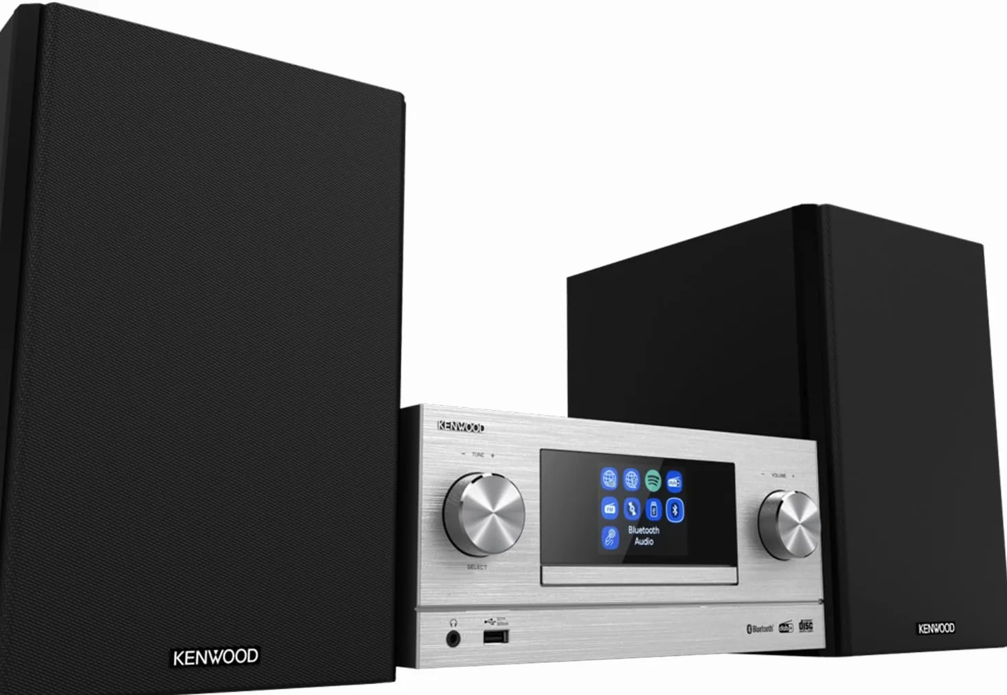 Kenwood M-9000S-S - Micro Sistema Hi-Fi con CD, Dab +, Radio por Internet, Spotify, FM, Bluetooth, USB y Gran Pantalla a Color TFT