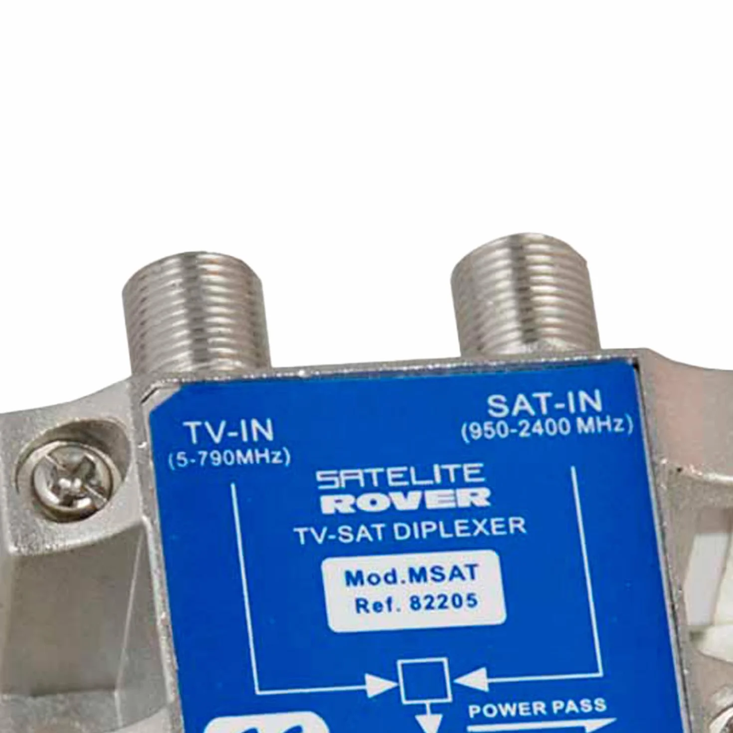 CABLEPELADO Mezclador de señal satélite y terrestre | Mezclador TV/SAT | 2 Entradas - 1 Salida | Paso de corriente para Satélite de 5 a 2.400 MHz | Apto para la combinación de dos señales