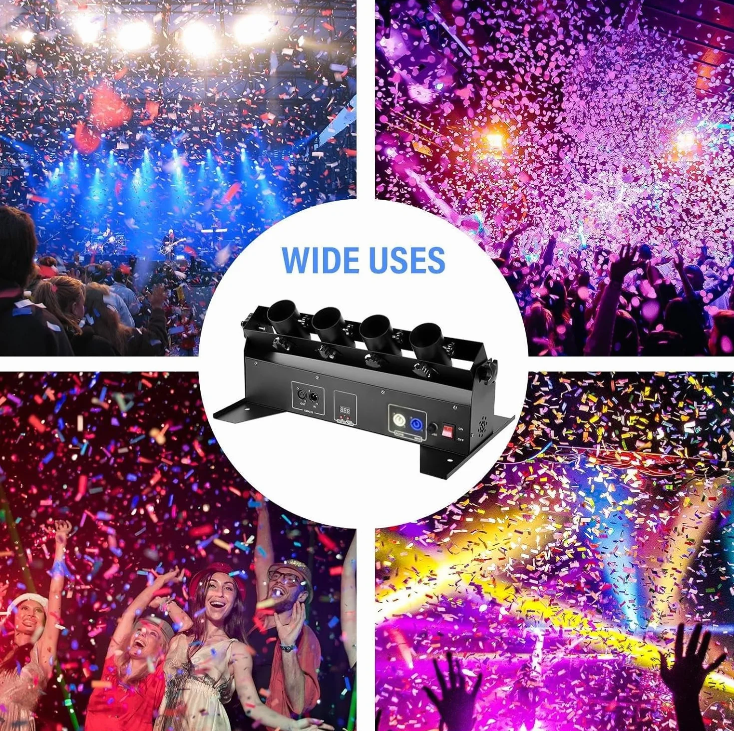 Lanzadores de confeti profesionales, Confetti Blaster controlado por DMX, Máquina de confeti for celebraciones de festivales for discotecas, eventos festivos, bodas y fiestas de DJ.