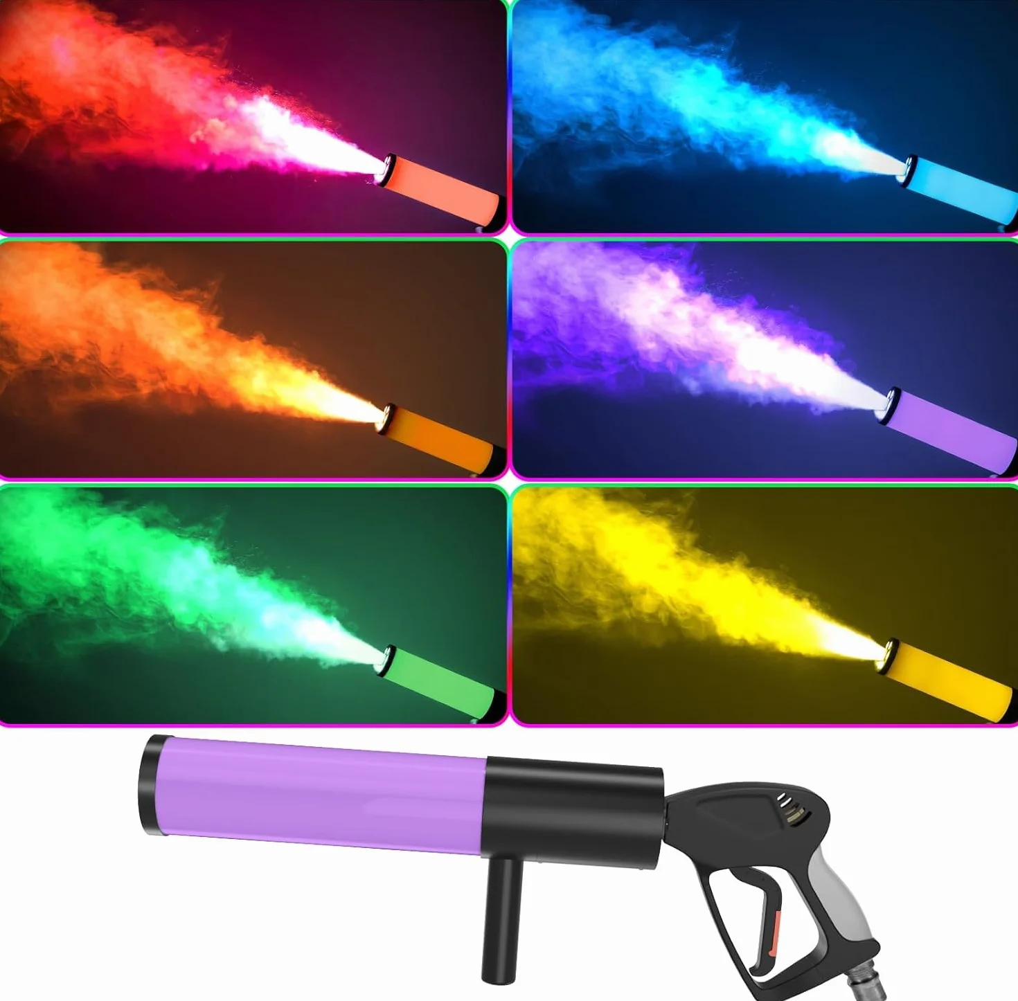 Pistola de humo CO2, máquina de humo para noche, 6 LED RGB Beads, para bar, noche, espectáculo musical, Halloween, Navidad