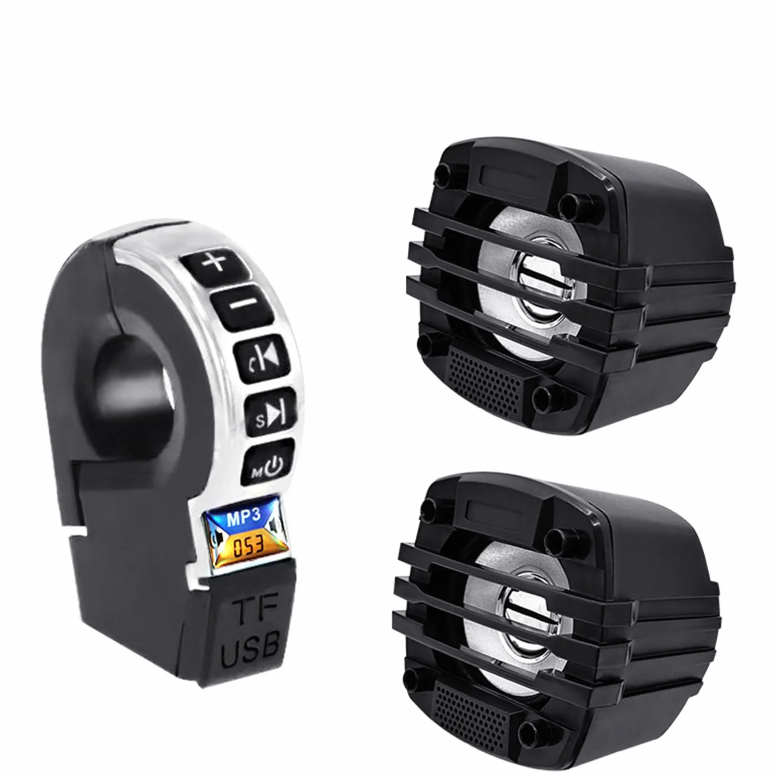 Altavoz moto manillar Systèmes Audio stéréo de guidon Avec Radio FM et Bouton de contrôle, gamme complète étanche Bluetooth Haut-parleurs stéréo Pour Scooter 12V VTT