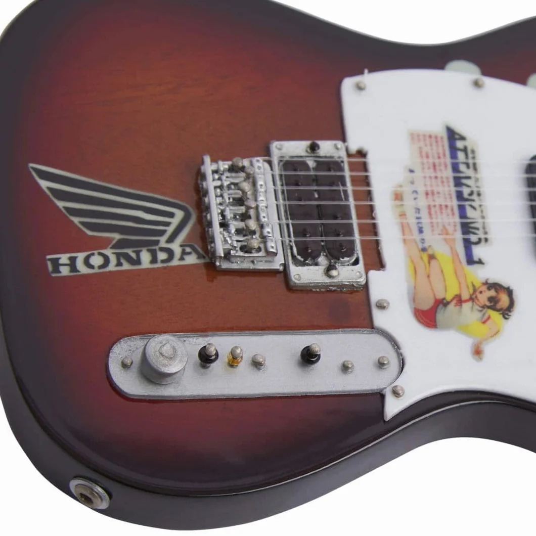 Jonny Greenwood Miniature Guitar Replica - Regalos musicales - Escala 1/4 ornamental hecha a mano - Caja de visualización