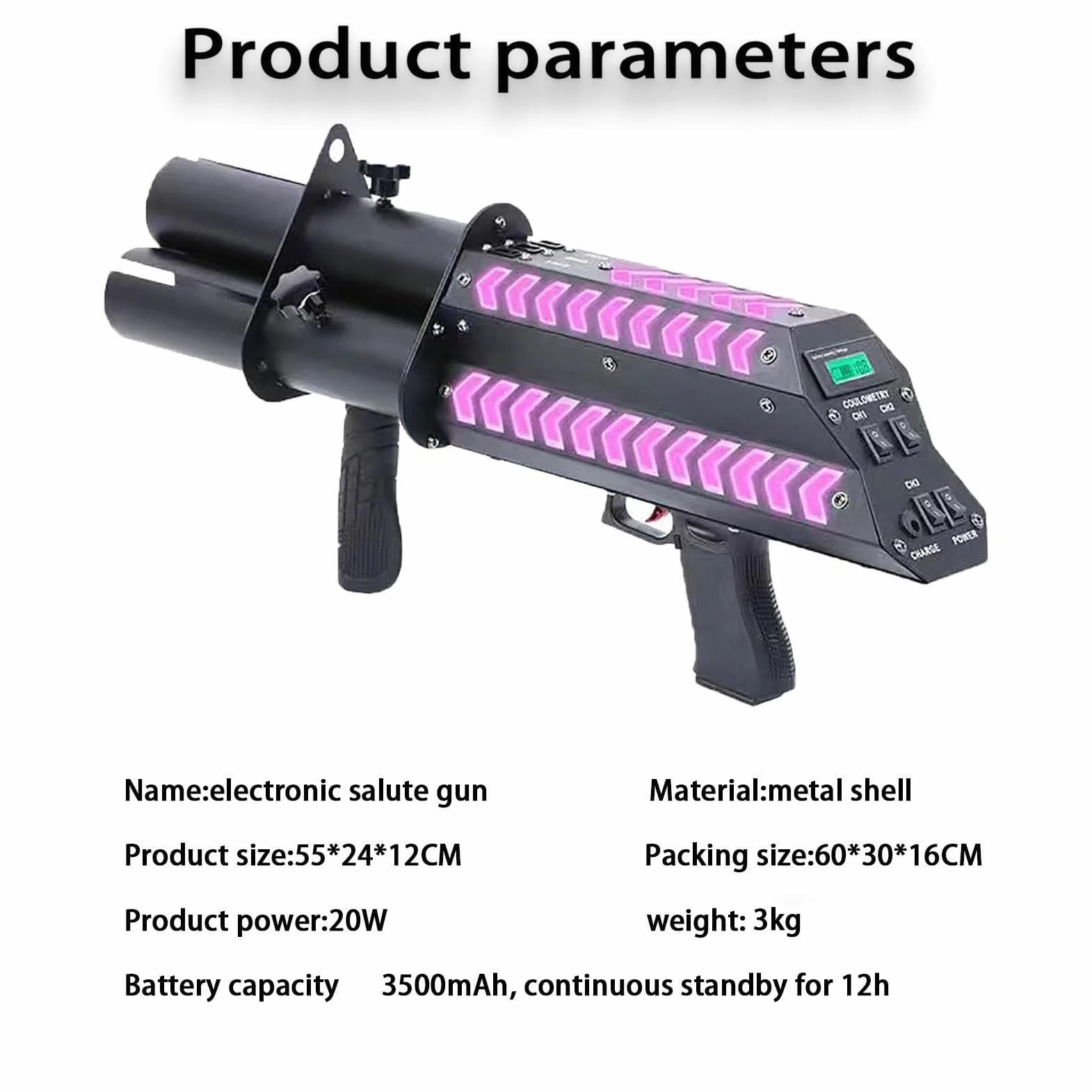Lanzador de Confeti eléctrico, cañón Lanzador de Confeti portátil con Luces, Recargable, para Eventos Especiales, Fiestas, Clubes, Bodas, conciertos, Iluminado