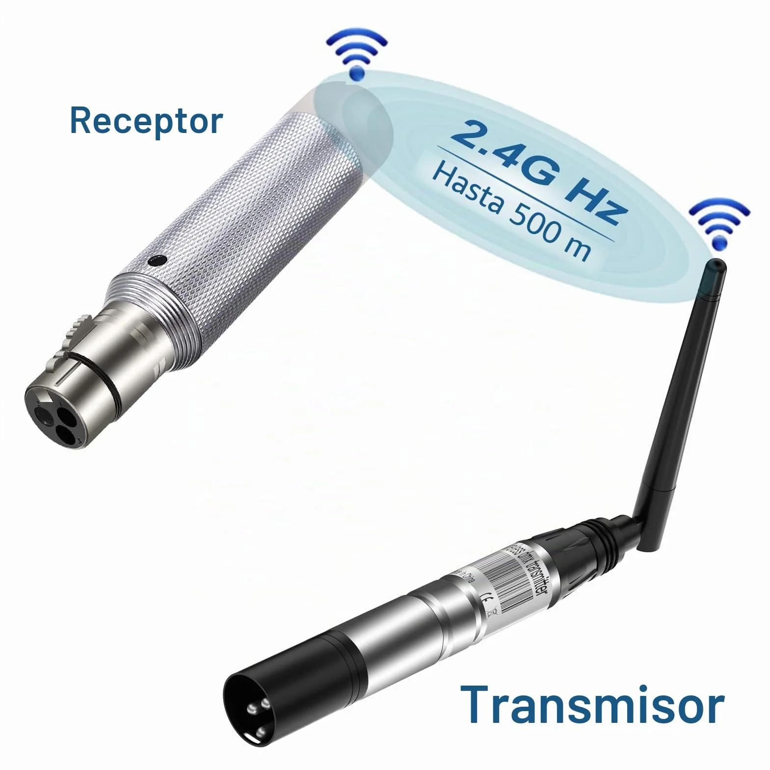 Pack de 1 transmisor inalámbrico DMX512 y 3 unidades recargables DMX512 receptor inalámbrico 2.4G ISM DMX controlador macho y hembra para la iluminación de escenario LED