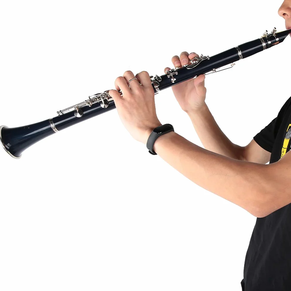 Clarinete profesional Qqmora de baquelita azul, si bemol, con kit para clarinete de caña, instrumento de viento, linterna, grabadora, rojo/Mazarine/blanco/negro (opcional), metal, clásico