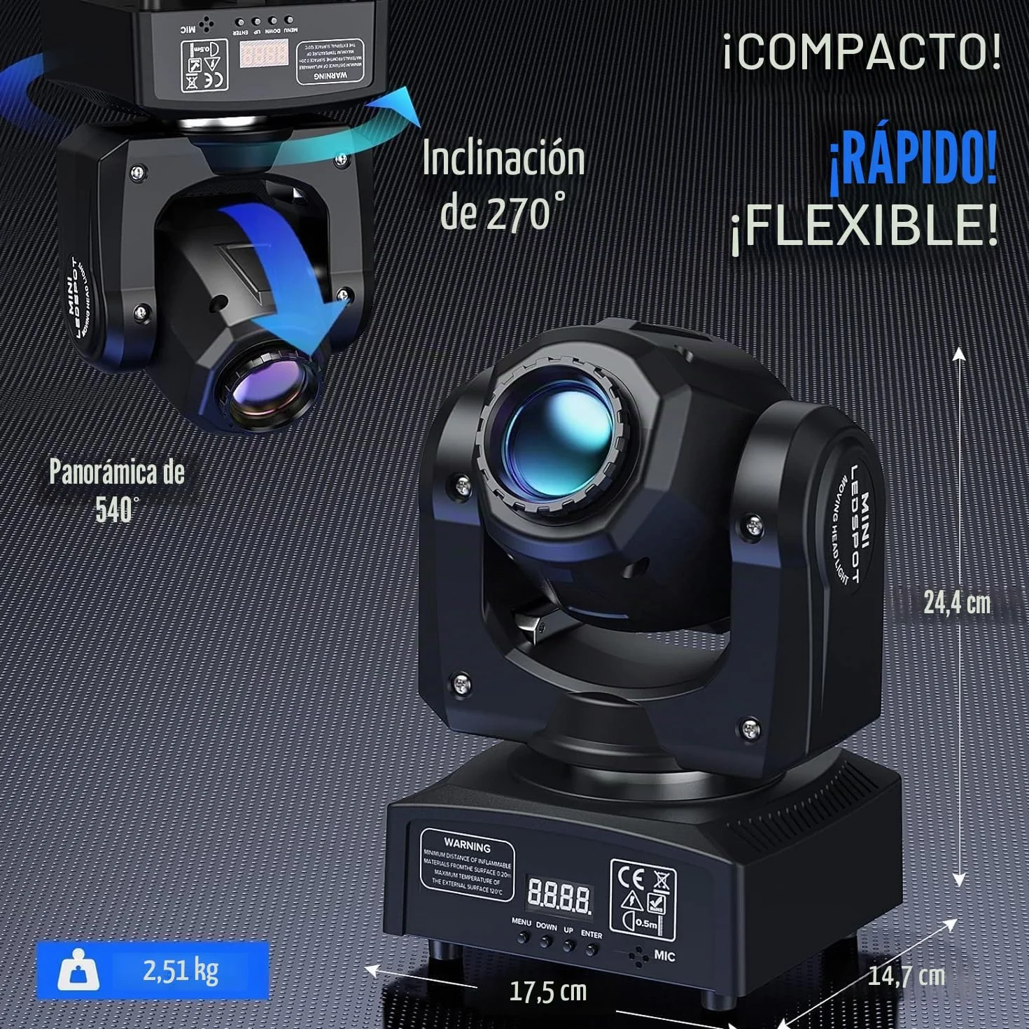 UKing Cabezas Moviles LED 50W Luz de Escenario DMX 512 RGBW Iluminacion DJ Moving Head Foco Luces de la Etapa 9/11 Canales Luces discoteca para KTV, Bar, Club, Fiesta, Boda