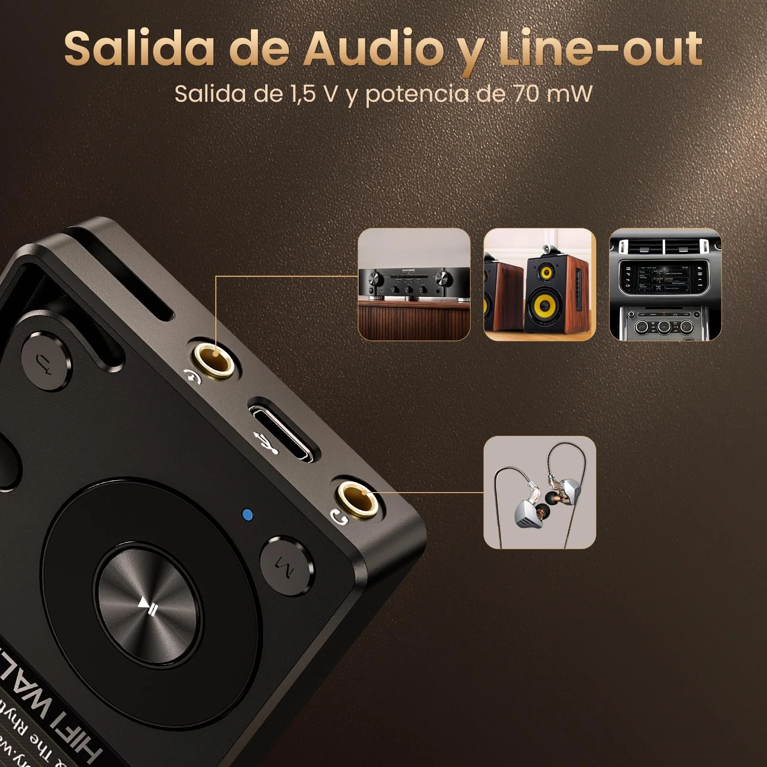 HIFI WALKER H2 Reproductor MP3 Hi-Res con Bluetooth 5.2, Reproductor de Música Lossless con DAC ES9018K2M, DSD128 Nativo 32bit/384kHz, Cuerpo de Aleación de Zinc, Tarjeta SD 64GB Incluida
