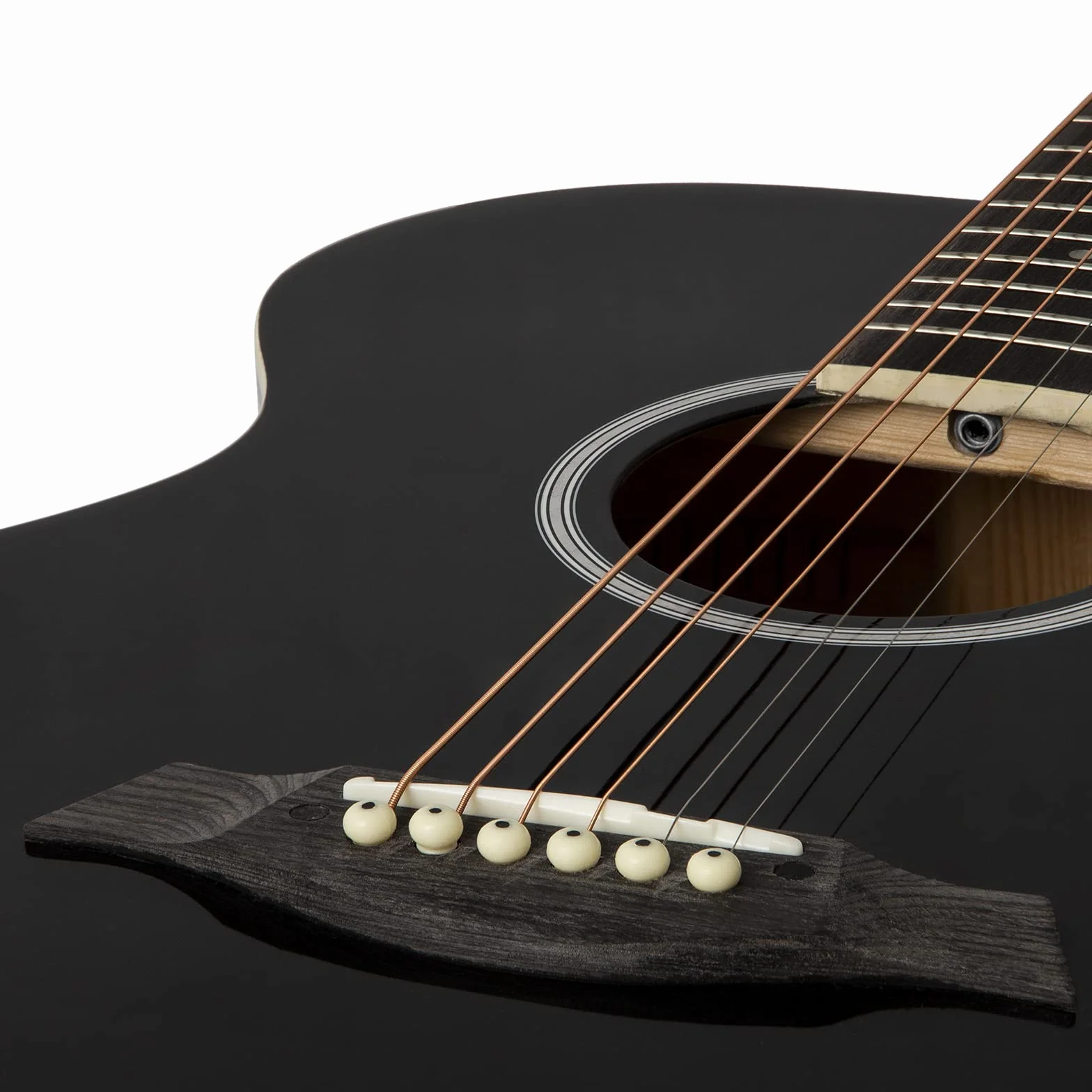 Tiger ACG2-BK Guitarra acústica de tamaño completo para principiantes - Negro