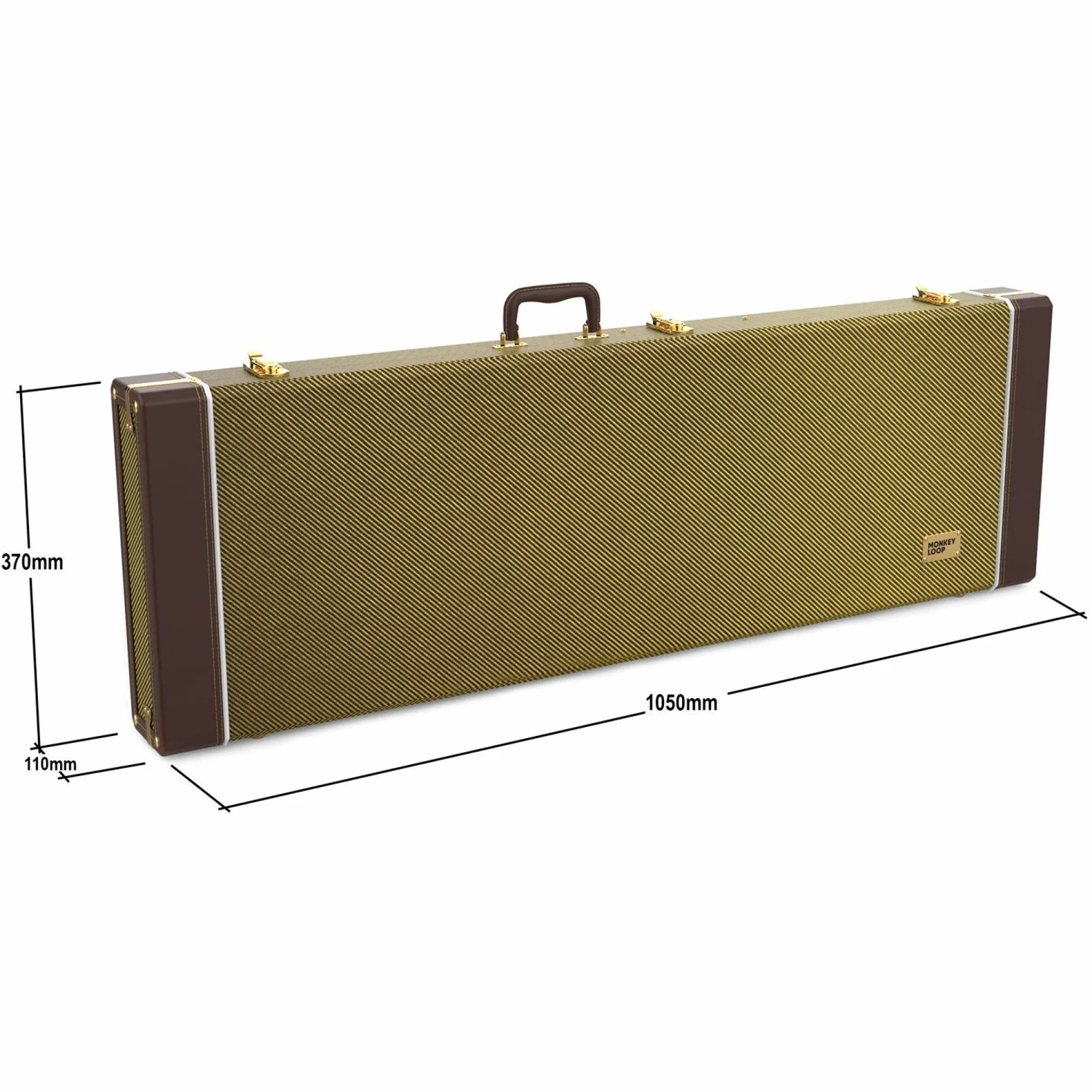MONKEY LOOP Woodland Tweed - Estuche de Madera para Guitarra Eléctrica - Funda Rígida para Guitarra - Bolsillo Interior para Accesorios - Asa Ergonómica con Agarre Cómodo - Diseño Clásico