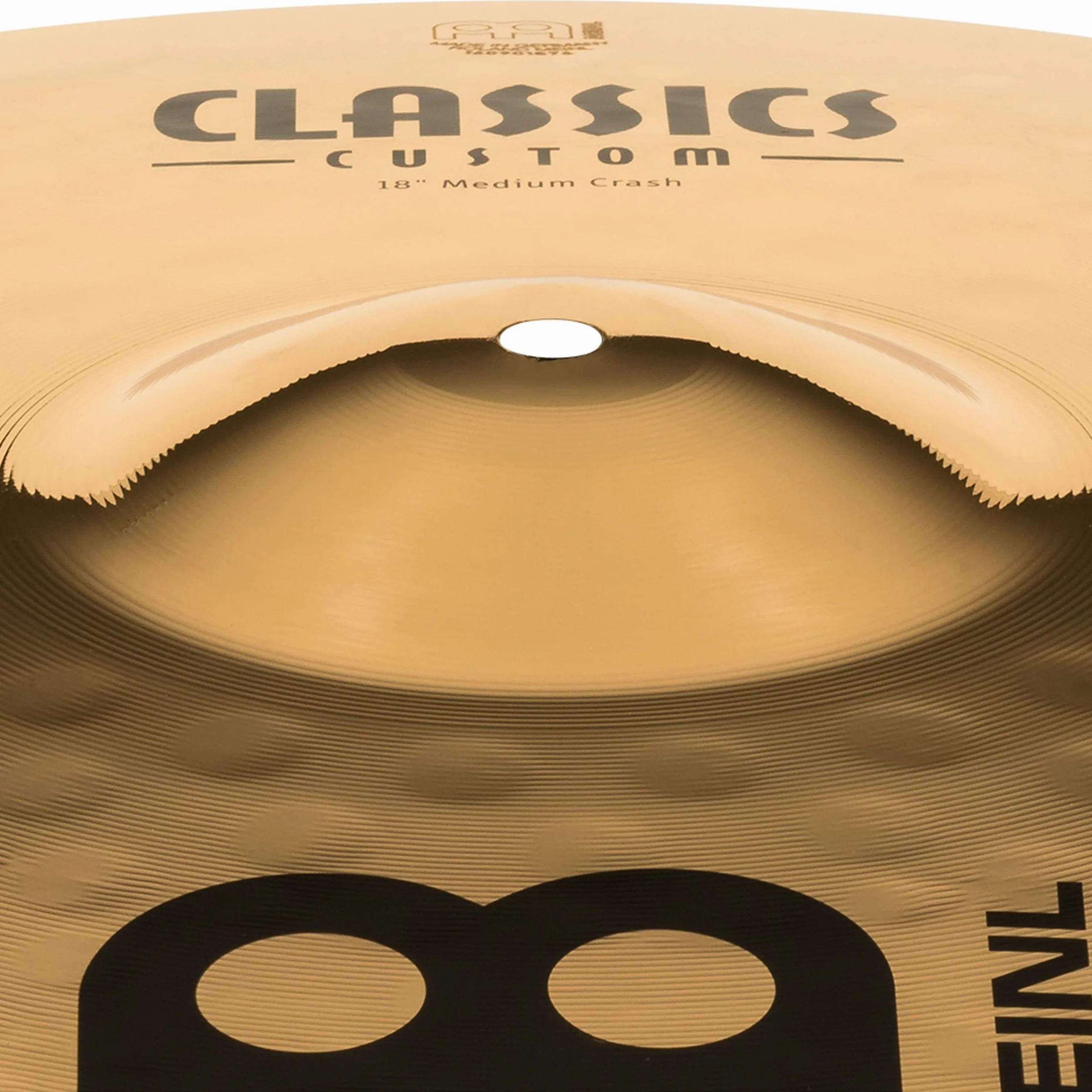 Meinl Cymbals Classics Custom Brilliant Plato Crash Medium de 18 pulgadas (45,72cm) Platillos de Batería - Pareja - Bronce B12, Acabado Brillante (CC18MC-B)