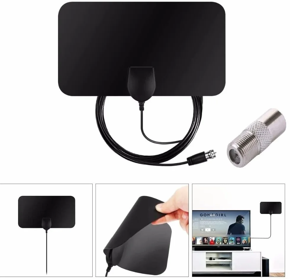 Mini antena de TV digital para interiores, amplificador de señal 50 millas, compatible con F-TV HDTV 4K