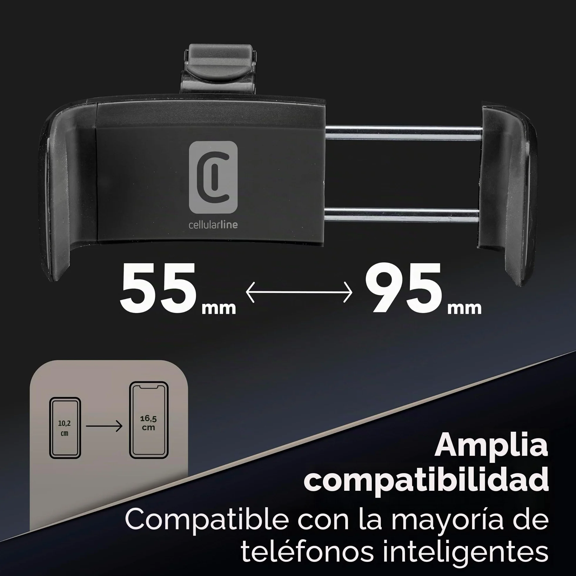 Cellularline SPIN Air Soporte Smartphone Coche Rejillas Ventilación Rotación 360° Negro