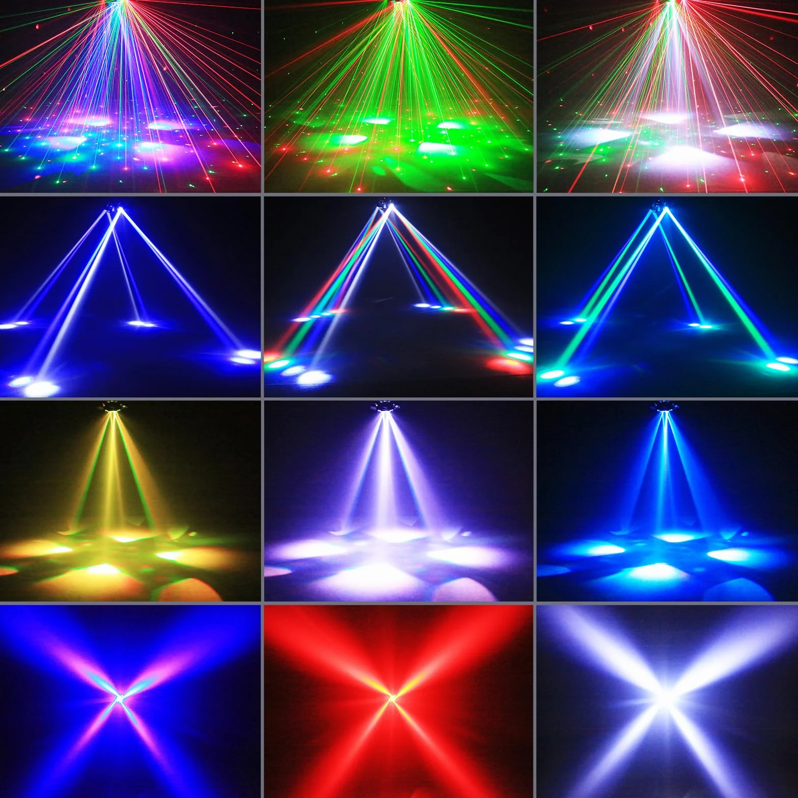 Cabeza Móvil LED 150W con control remoto RGBW Luz de Fiesta Gobos Luces Discoteca DMX Iluminación de Escenario para Bar DJ Disco Bodas Club Cumpleaños