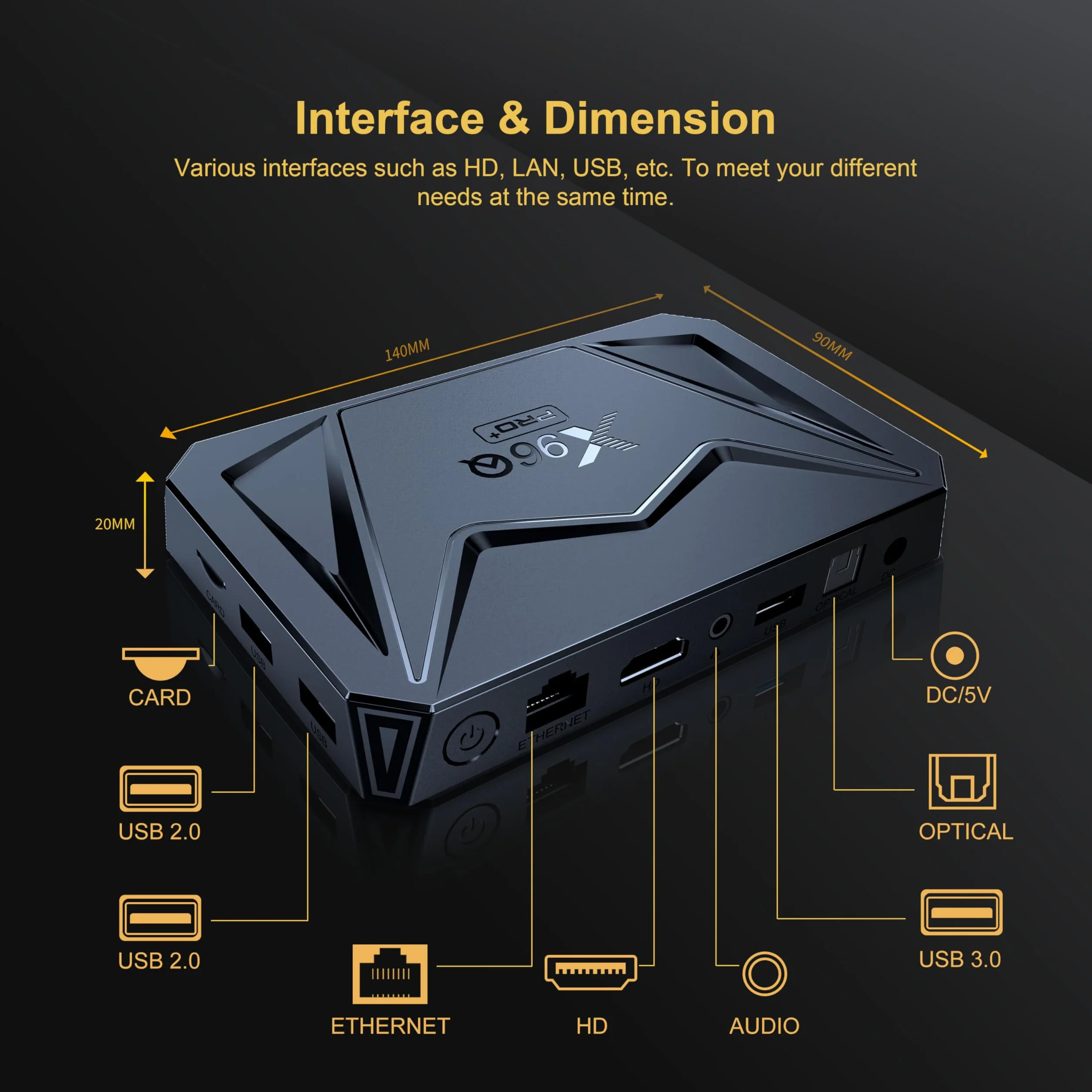 Android 14.0 TV Box 4K Allwinner H728 2+16GB WiFi 5.8G BT5.0 USB3.0