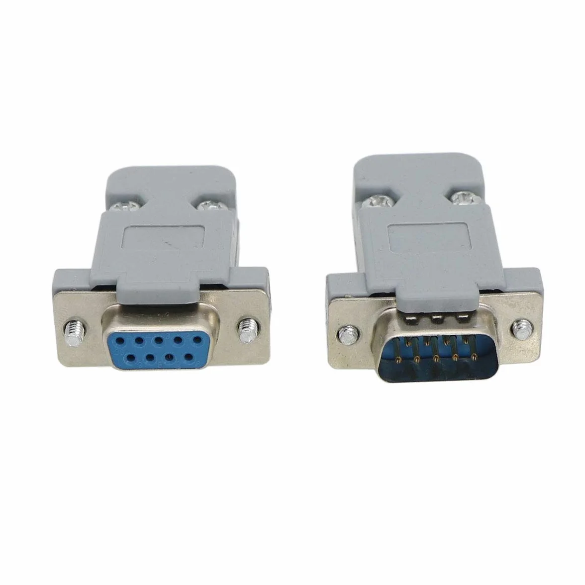 GTIWUNG 10 Piezas Conector de Serie DB9 Pin Macho Conector, DB9 Conector Hembra en Serie y Capucha de Plástico/Carcasa, RS232 Macho Hembra