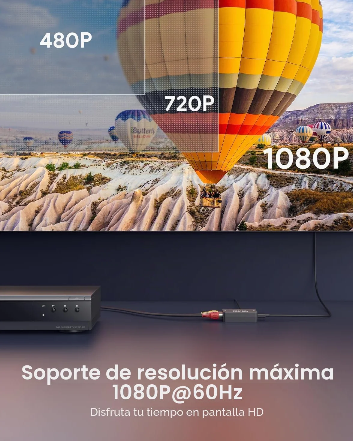 ABLEWE RCA a HDMI Adaptador,AV a HDMI Convertidor, 1080P Mini AV Composite CVBS Video Video Audio Converter Adapter Soporte PAL/NTSC para PC/Laptop/Xbox / PS4 / PS3 / TV/STB/VCR Cámara DVD
