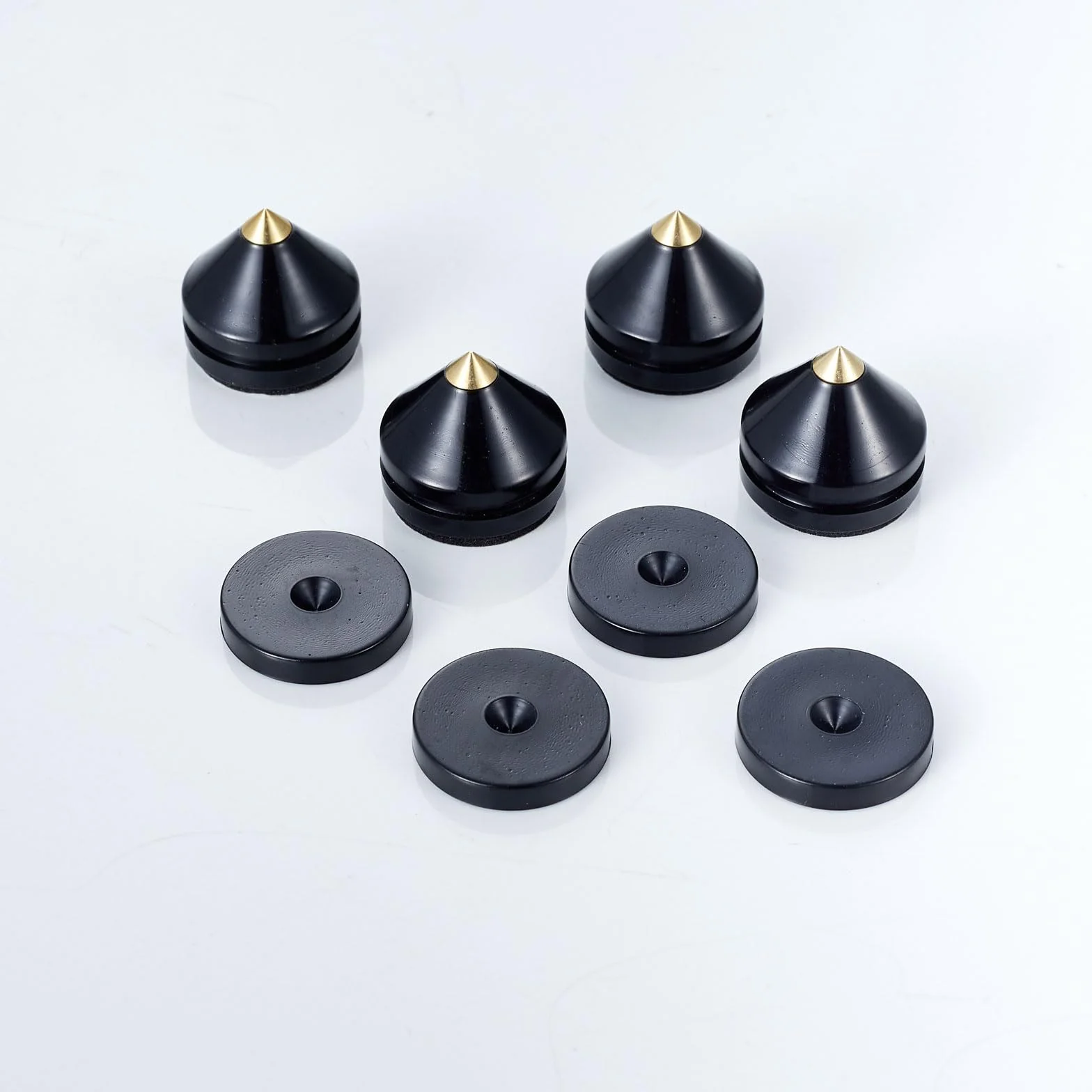 Puntas de desacoplo para Altavoces con diseño de Bolas de Acero de precisión, Soportes de Altavoz para CD Audio Subwoofer, 8 Piezas Spikes de desacople HiFi, Material: plástico ABS