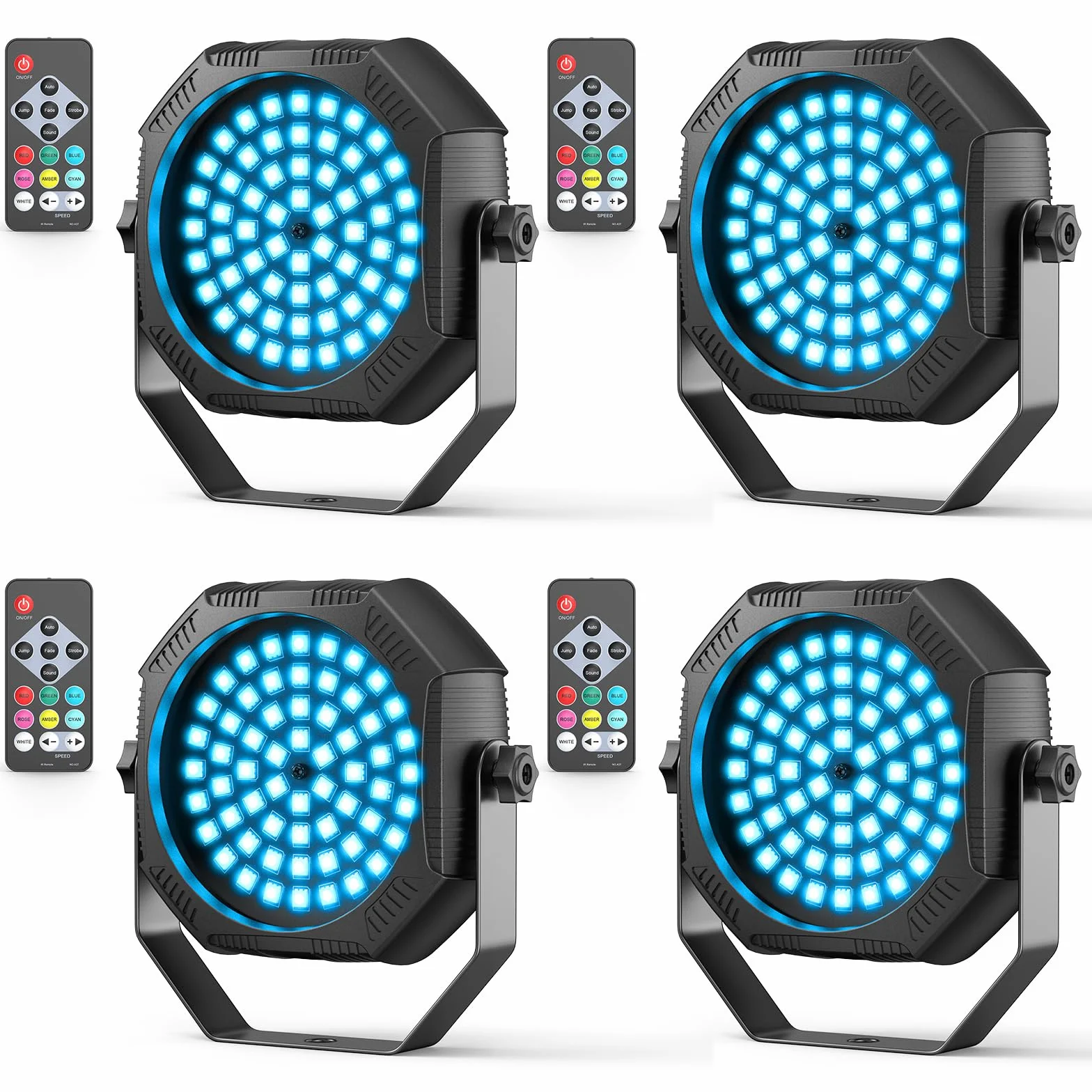 4PCS Mini RGB Focos Par LED Batería, 60 x 0.5W LED 2200mAh Recargable Estroboscópica Luz de Escenario con Control Remoto, Luz de Fiesta para DJ Discoteca Bar Boda Halloween Navidad