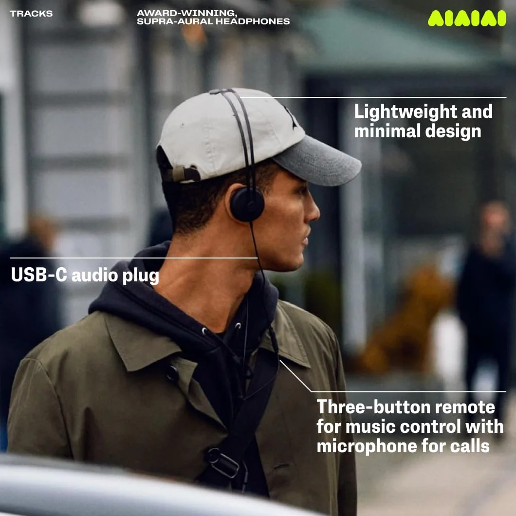 Aiaiai Tracks USB-C Auriculares Supra-aurales galardonados con Sonido Full-Spectrum, Control Remoto de Tres Botones con micrófono y Diadema de Aluminio