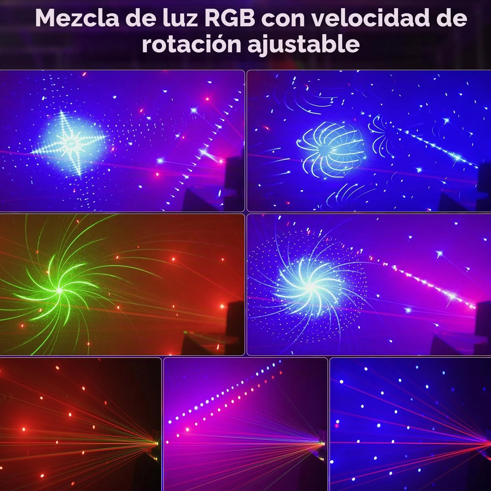 Luz de discoteca, DMX 9 LED RGB Luz de fiesta Proyector Dj con efecto de iluminación estroboscópica con activación de sonido para fiestas en casa karaoke barra de boda de cumpleaños