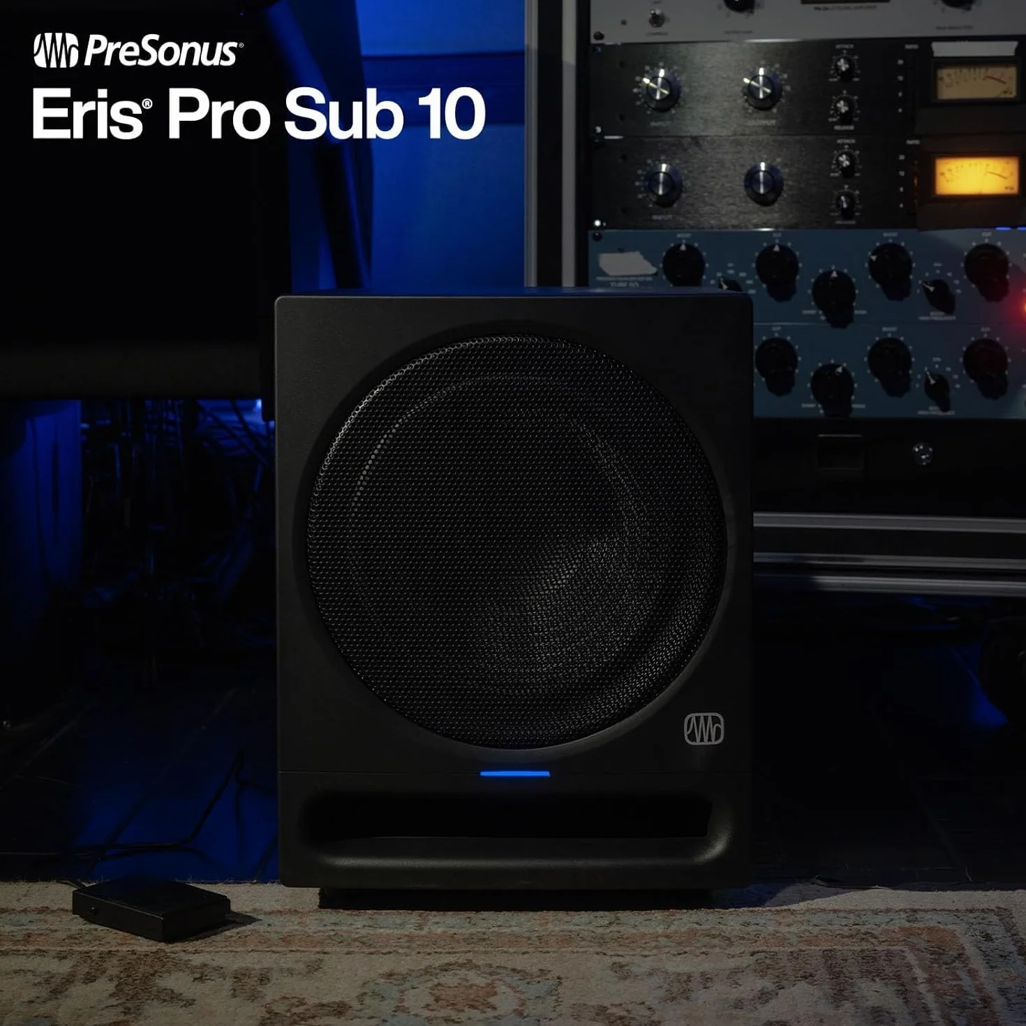 PreSonus Eris Pro Sub 10 — Subwoofer de estudio activo de 10 pulgadas con proyección frontal, incluye pedal