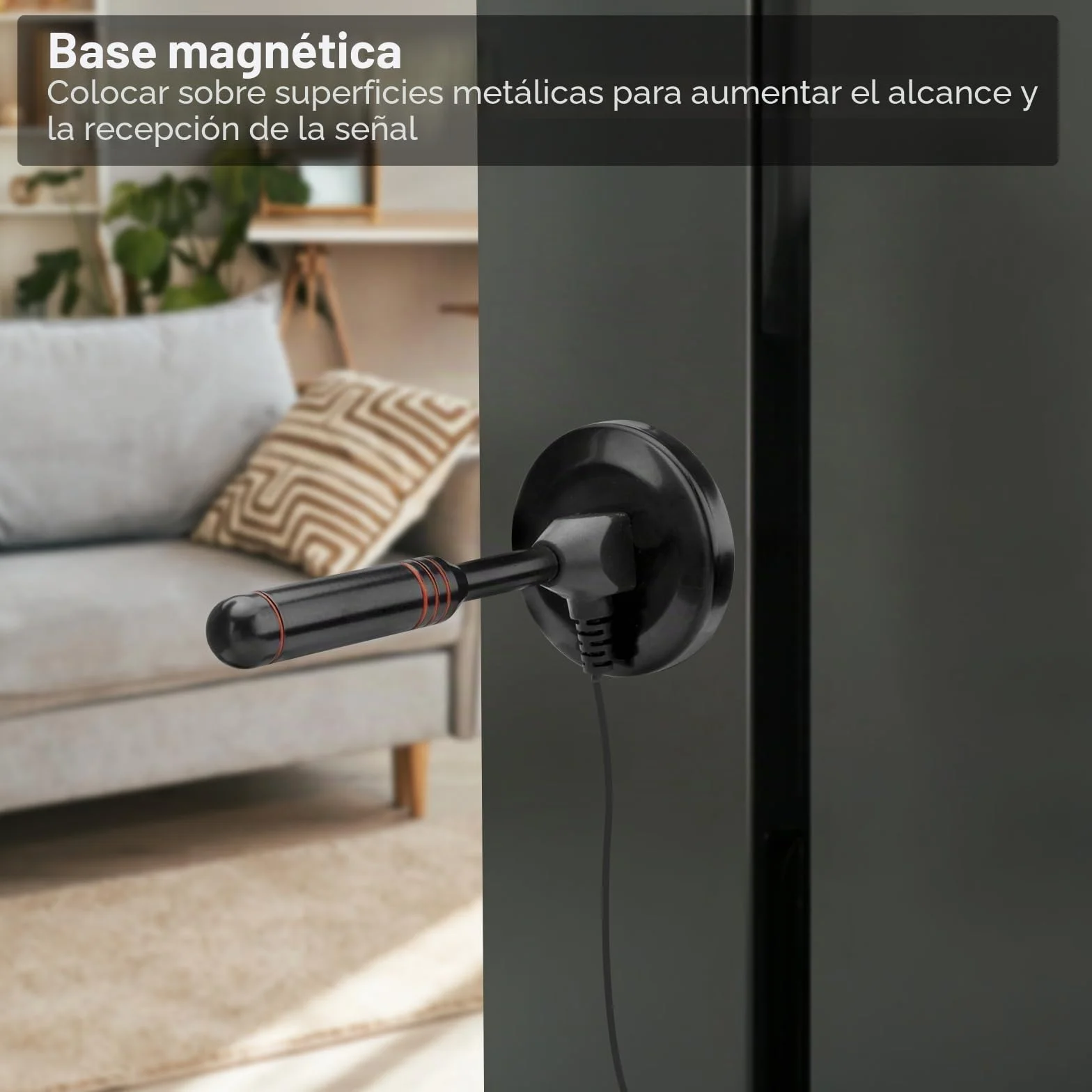 Antena DVB-T2 Interior 360° 5m Cable 4K HD