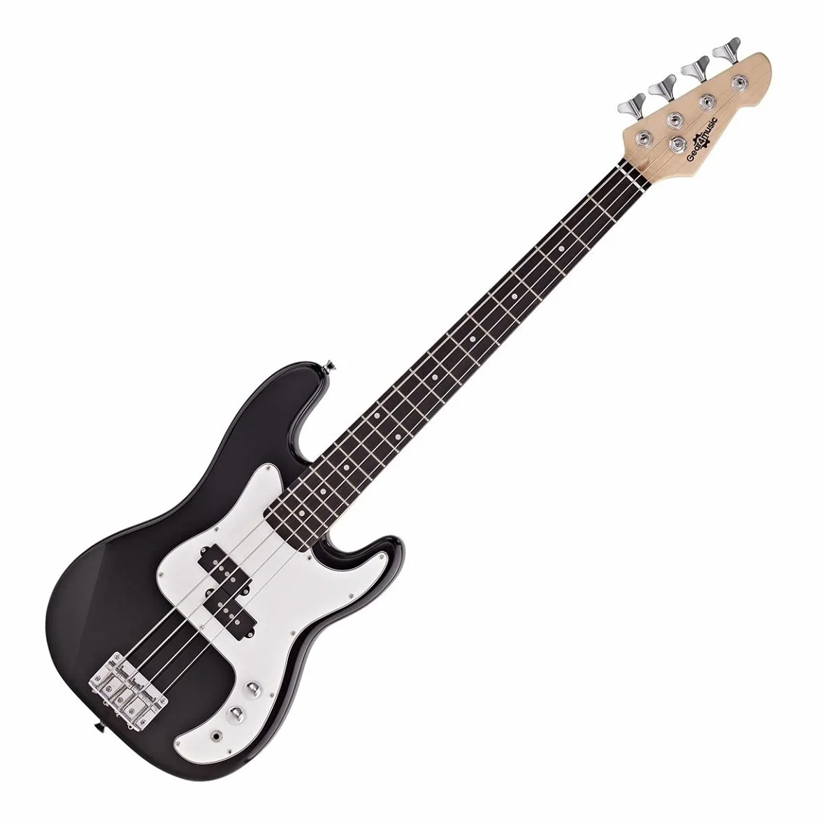 Gear4music Guitarra de bajo tamaño 3/4 negra con funda y cable