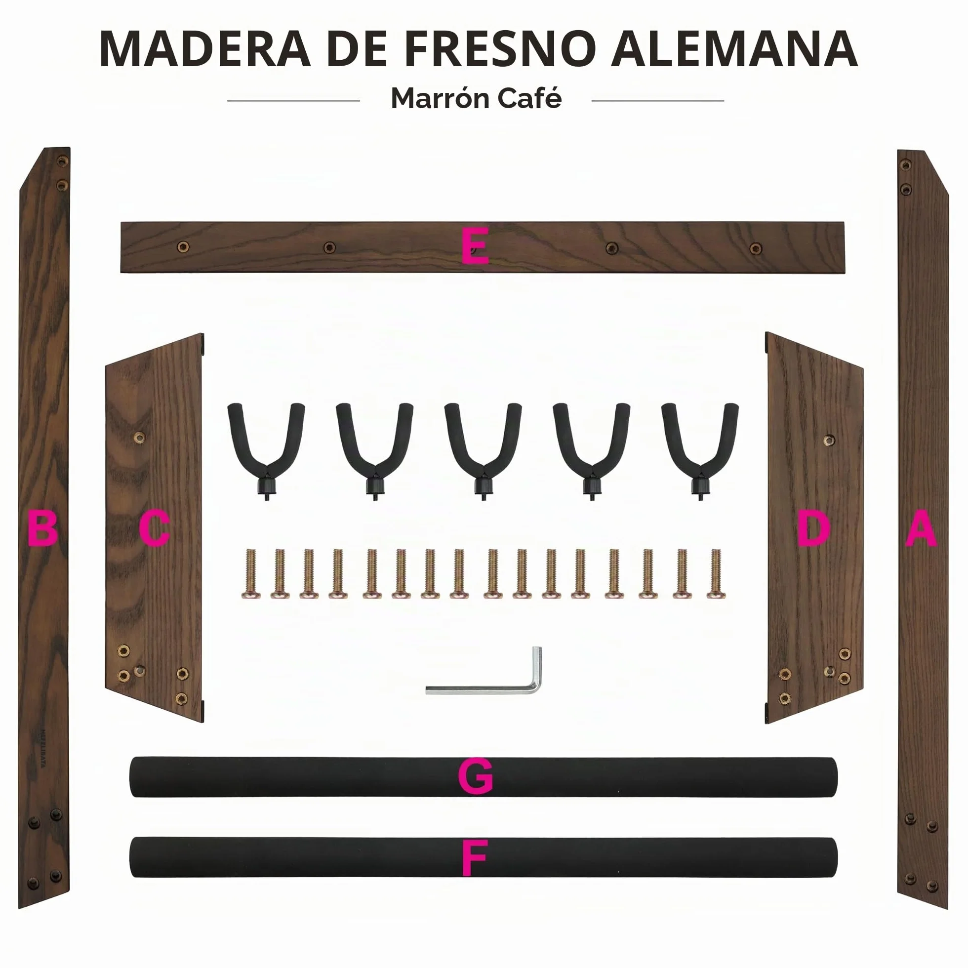 Nefelibata Soporte multiusos para guitarra, 5 soportes, soporte de madera para guitarras y fundas, guitarras eléctricas, acústicas, bajos, violonchelos, fresno alemán