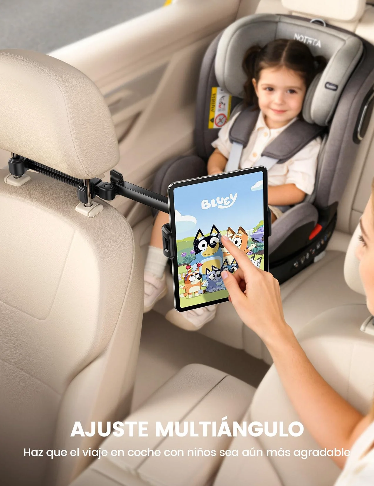 Lamicall Soporte Tablet Coche para Reposacabezas - [Clip Plegable] [con Cerradura] Brazo Metálico, 360° Rotación, Soporte Tablet Plegable para iPad Pro, Air, Mini, Galaxy Tab, y 5,4-13" Dispositivo
