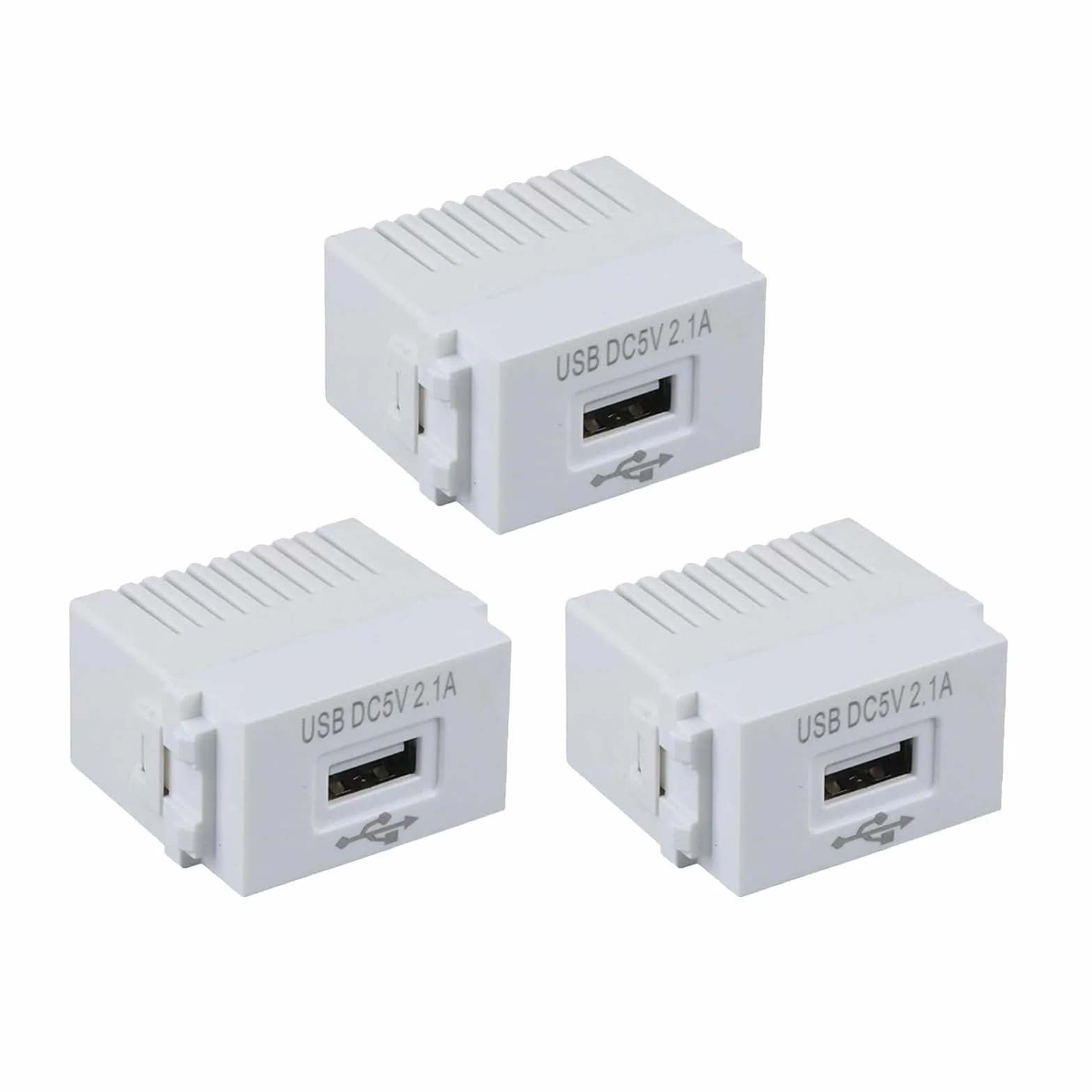 Módulo de alimentación USB 3 unidades, fuente de alimentación USB empotrada: enchufe de 220 V a transformador de 5 V, enchufe de carga USB de 2,1 A, adaptador de conmutación para dispositivos USB y