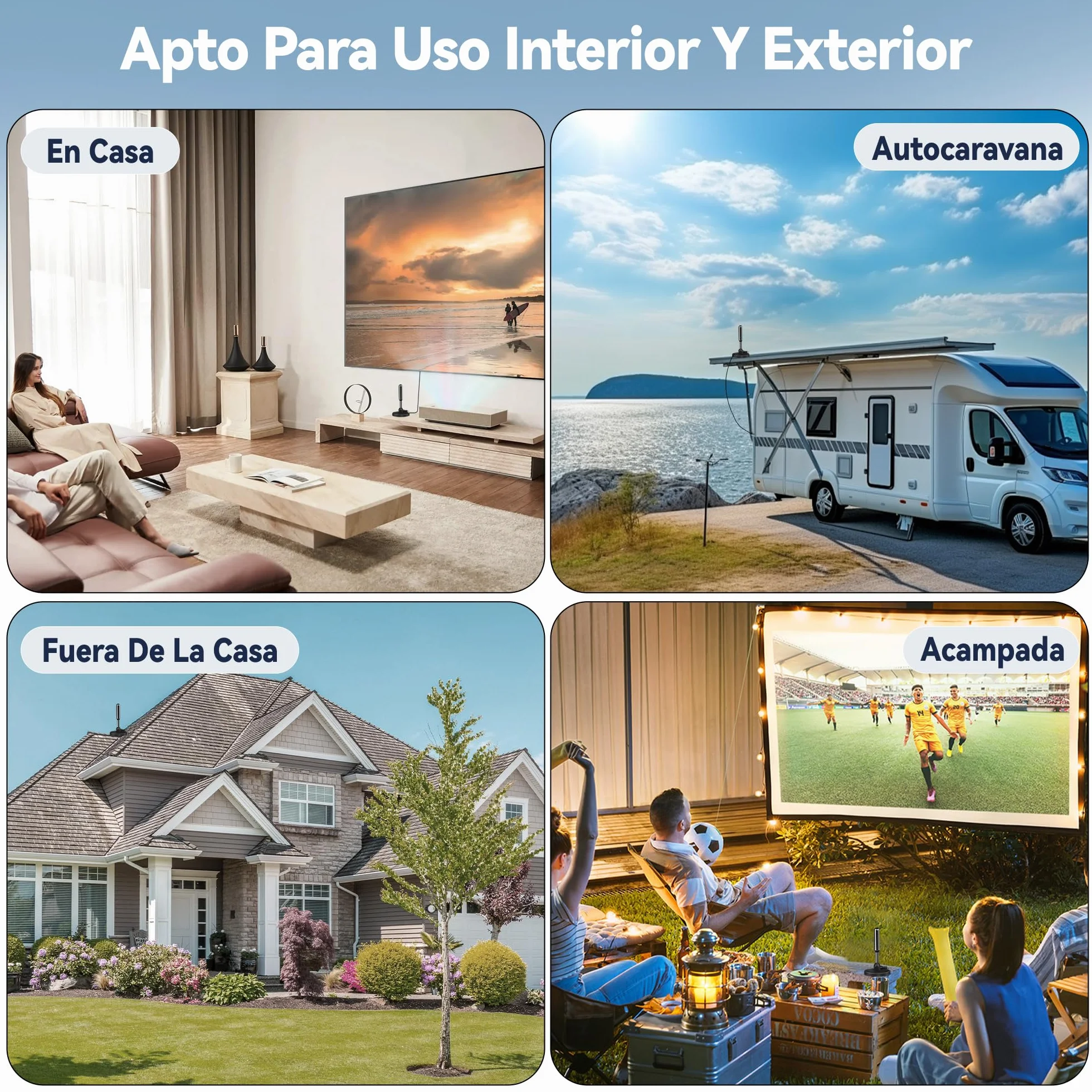 Antena TV Interior Potente 500km Largo Alcance 360° Recepción