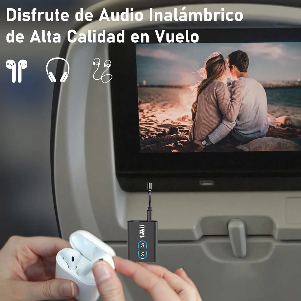 1Mii ML300 Transmisor Receptor Bluetooth 5.3 para TV, Adaptador Bluetooth Audio Jack 3.5mm AUX aptX LL/AD/HD, Dual Link, Música HiFi para PC/Auriculares/Estéreo/Coche/Altavoces/Avión