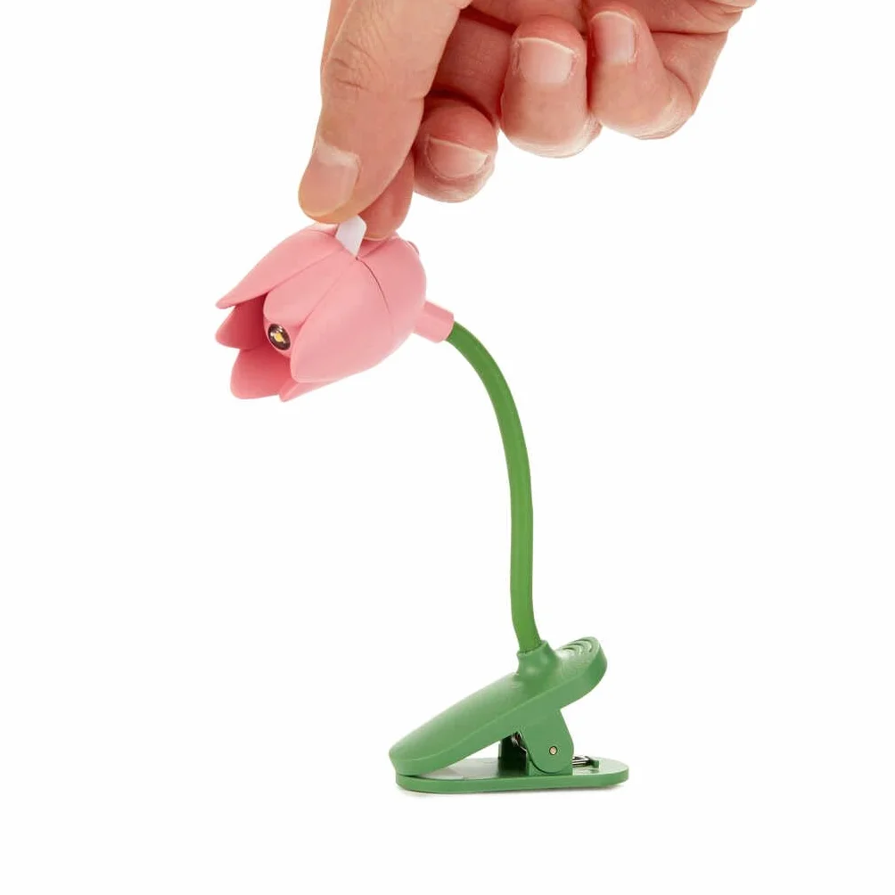 Balvi Luz Lectura Tulip Color Rosa Lámpara Flexible con Pinza en Forma de tulipán para Leer por la no