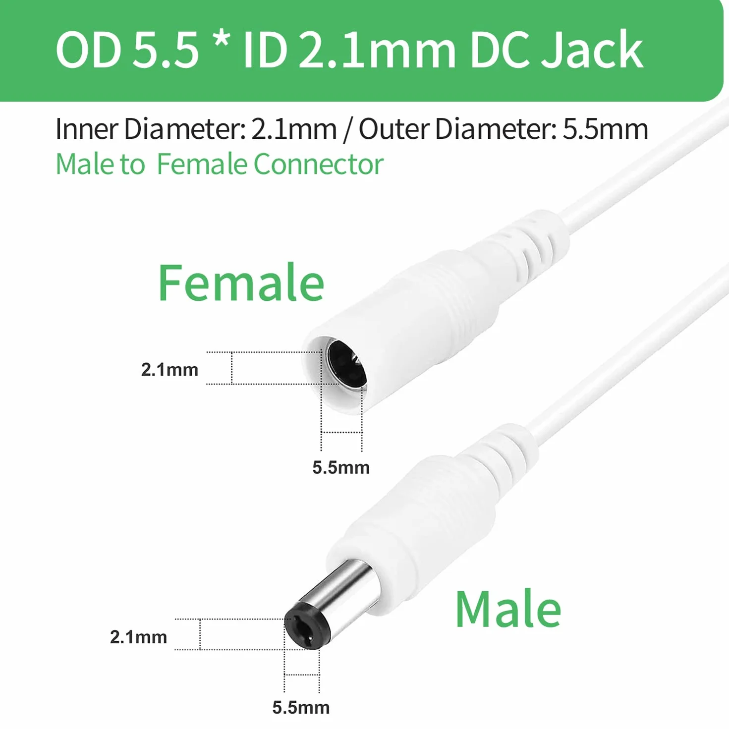 Cable de extensión de alimentación CC 12 V 5,5 mm x 2,1 mm 3 m para cámara de seguridad CCTV