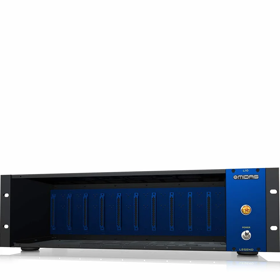 Chasis de montaje en rack Midas LEGEND L10 serie 500 para 10 módulos con enrutamiento de audio avanzado